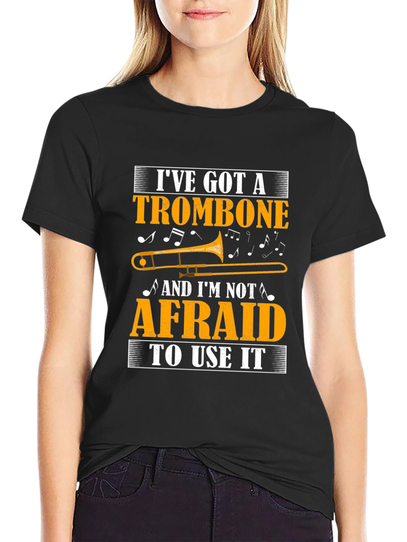 Trombone Player Black T-Shirt Music Lover Gift