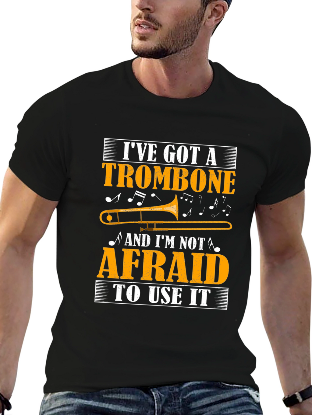 Trombone Player Black T-Shirt Music Lover Gift