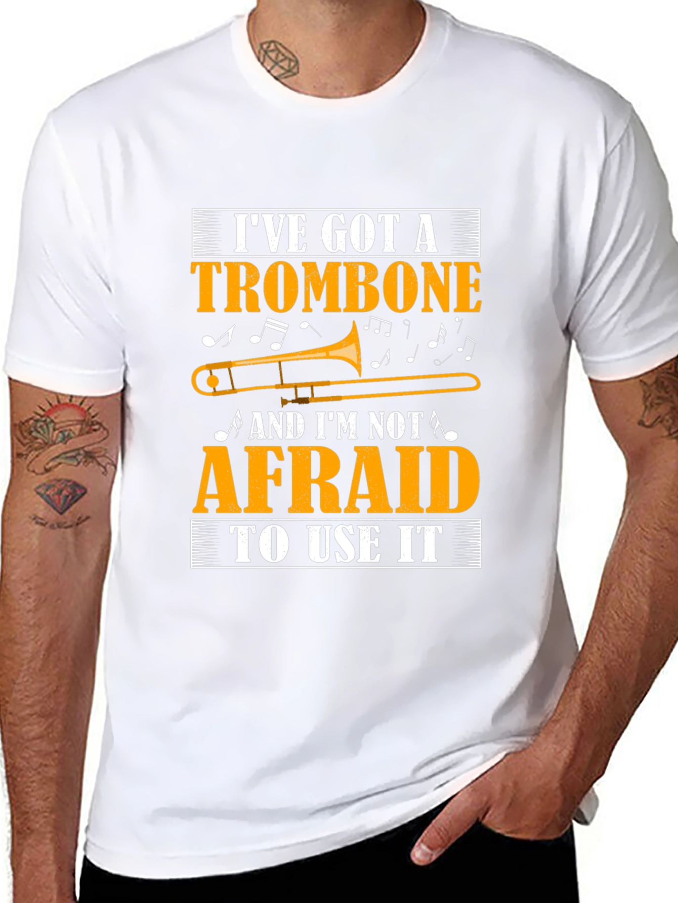 Trombone Player Black T-Shirt Music Lover Gift