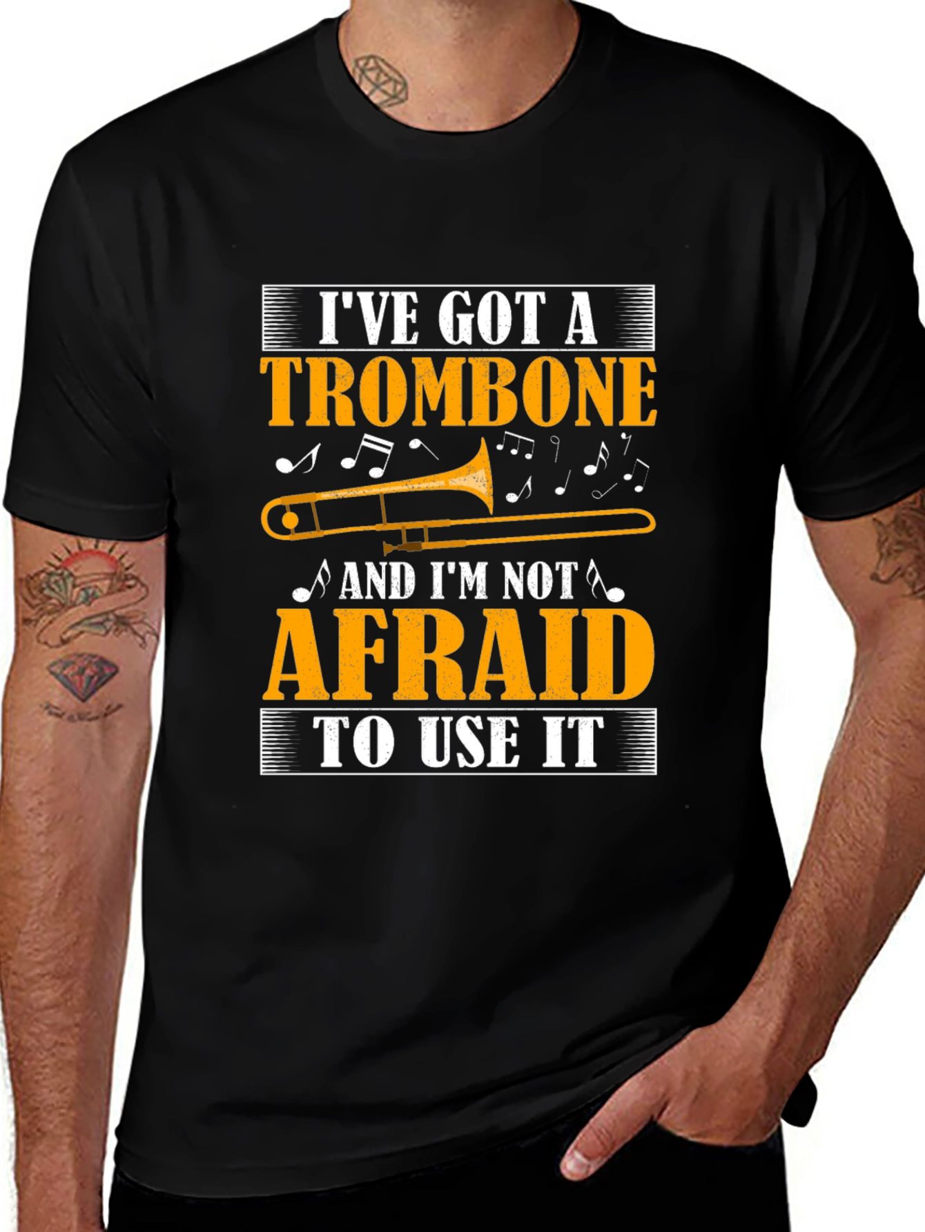 Trombone Player Black T-Shirt Music Lover Gift