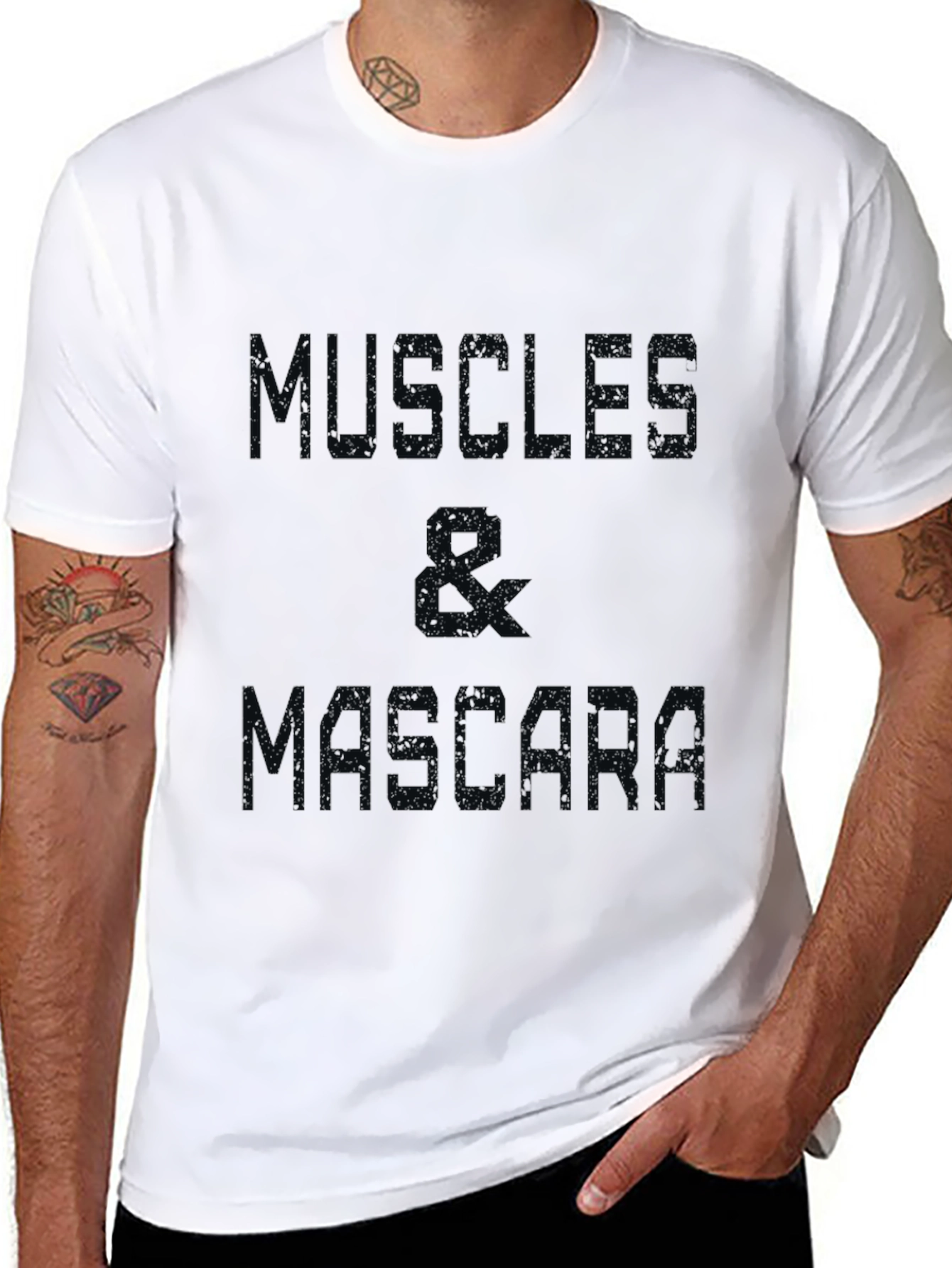 Muscle & Mascara Graphic Tee - Black Cotton T-Shirt