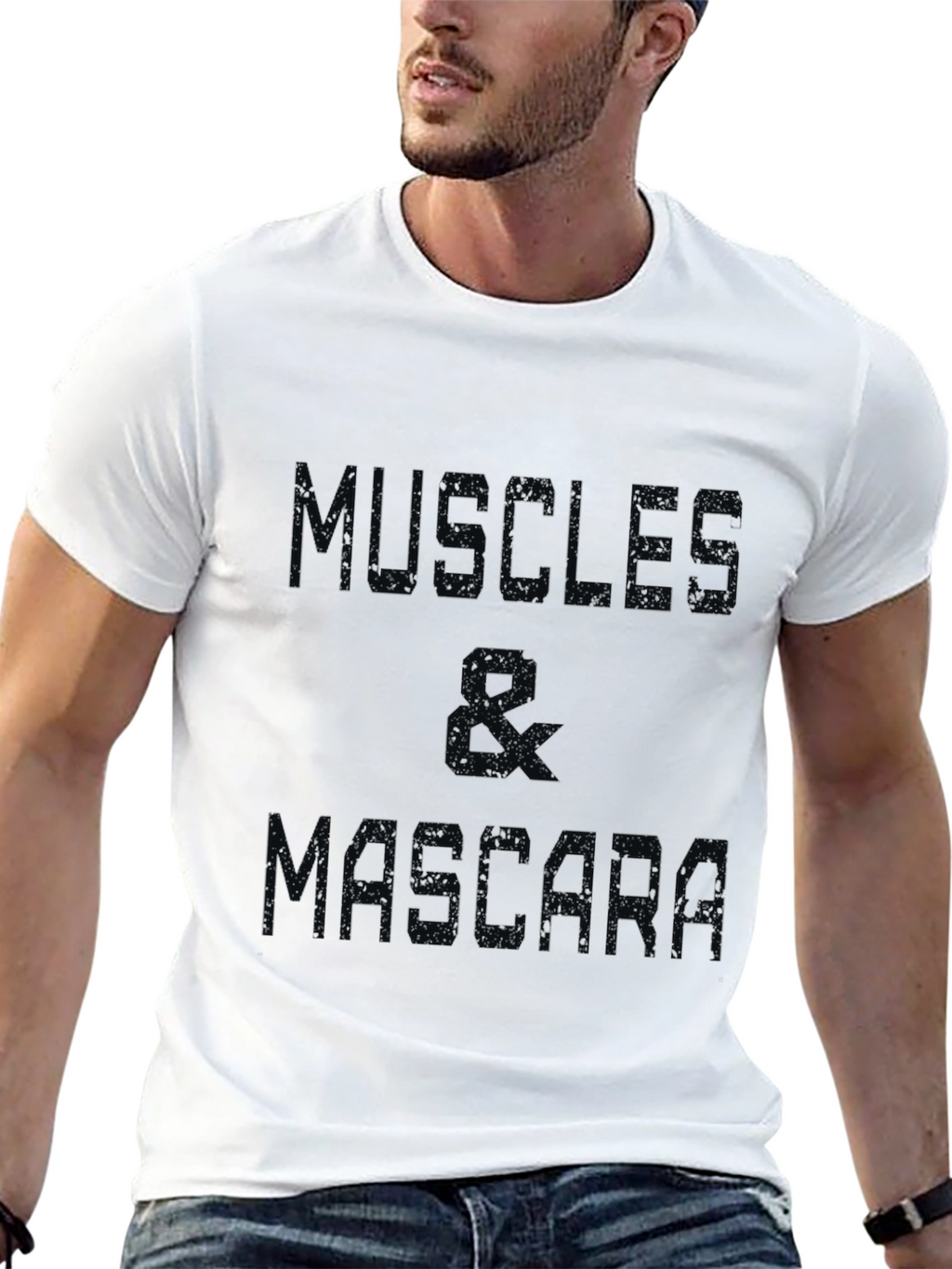 Muscle & Mascara Graphic Tee - Black Cotton T-Shirt