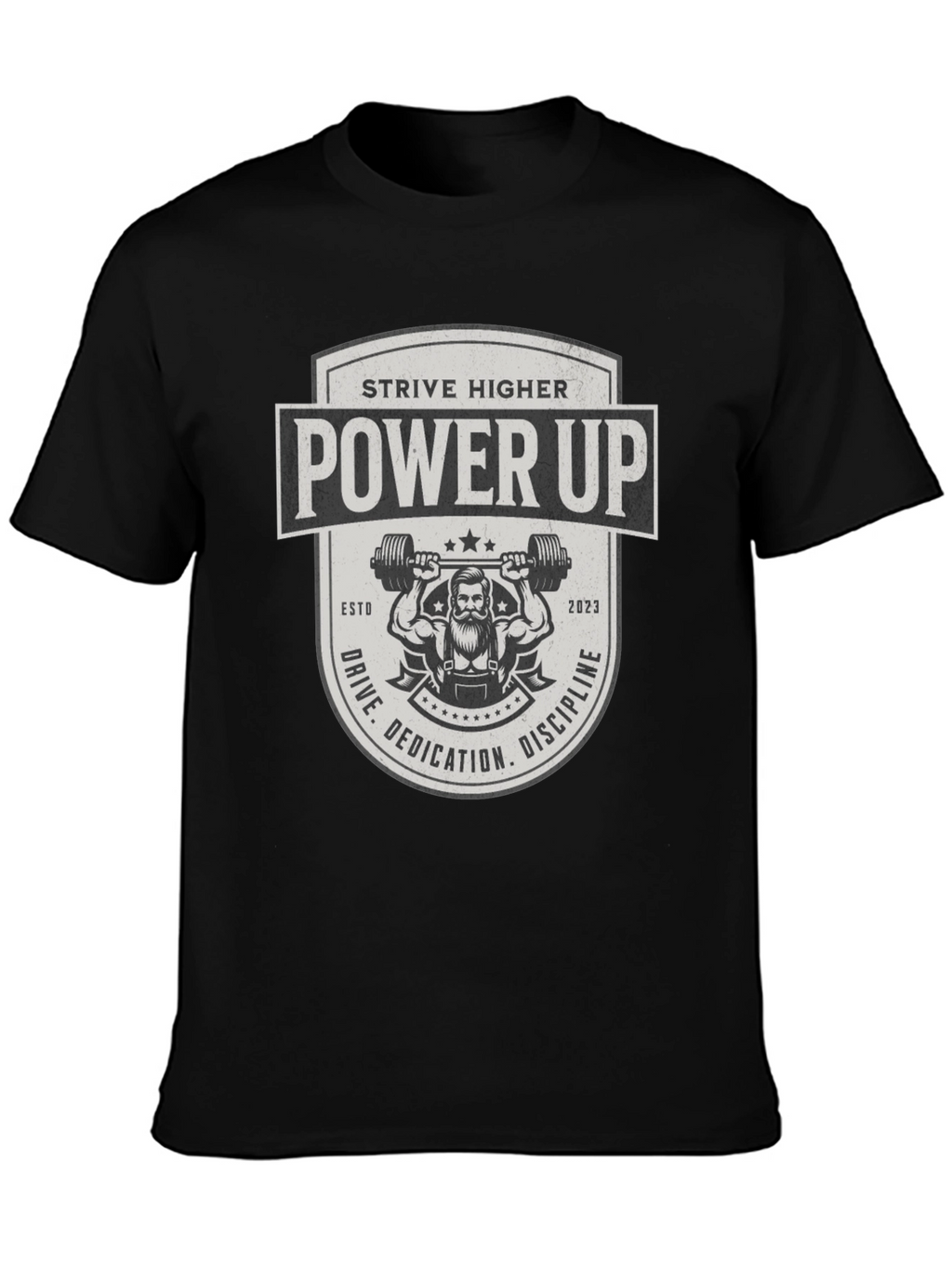 Power Up Black T-Shirt - Strive Higher Gym Wear