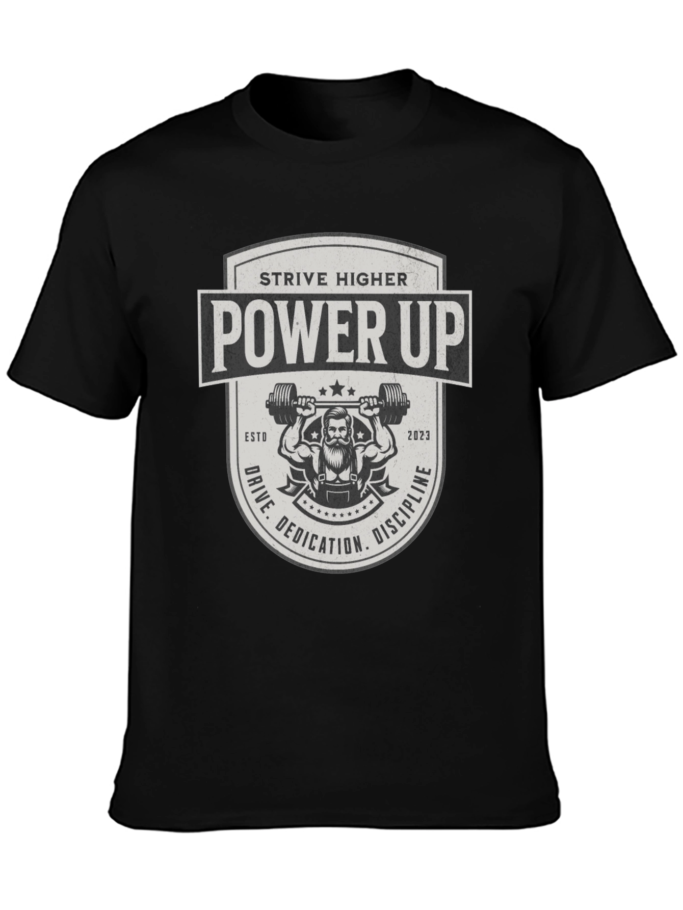 Power Up Black T-Shirt - Strive Higher Gym Wear