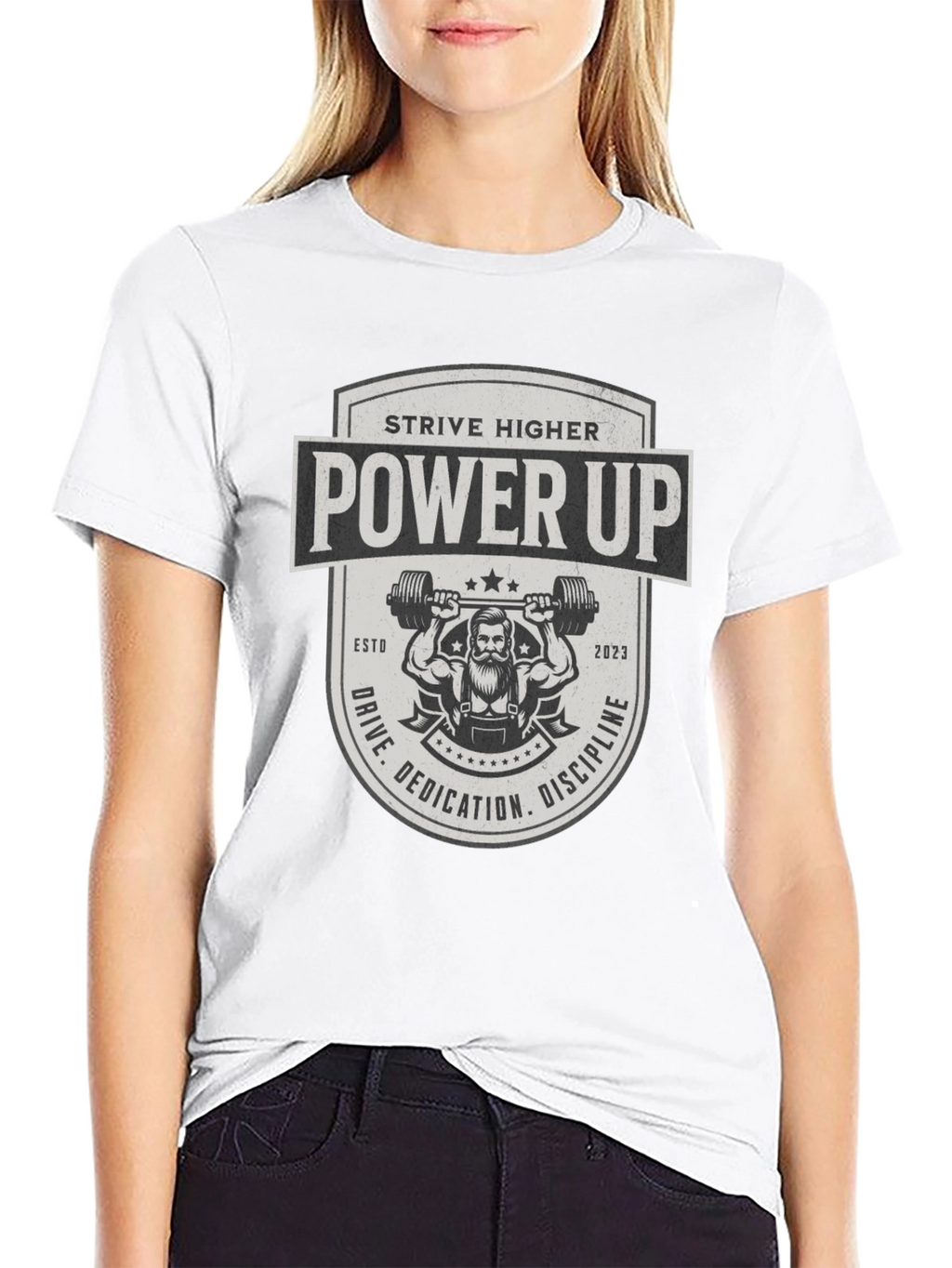 Power Up Black T-Shirt - Strive Higher Gym Wear