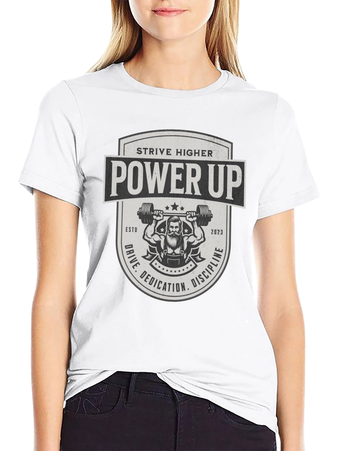 Power Up Black T-Shirt - Strive Higher Gym Wear
