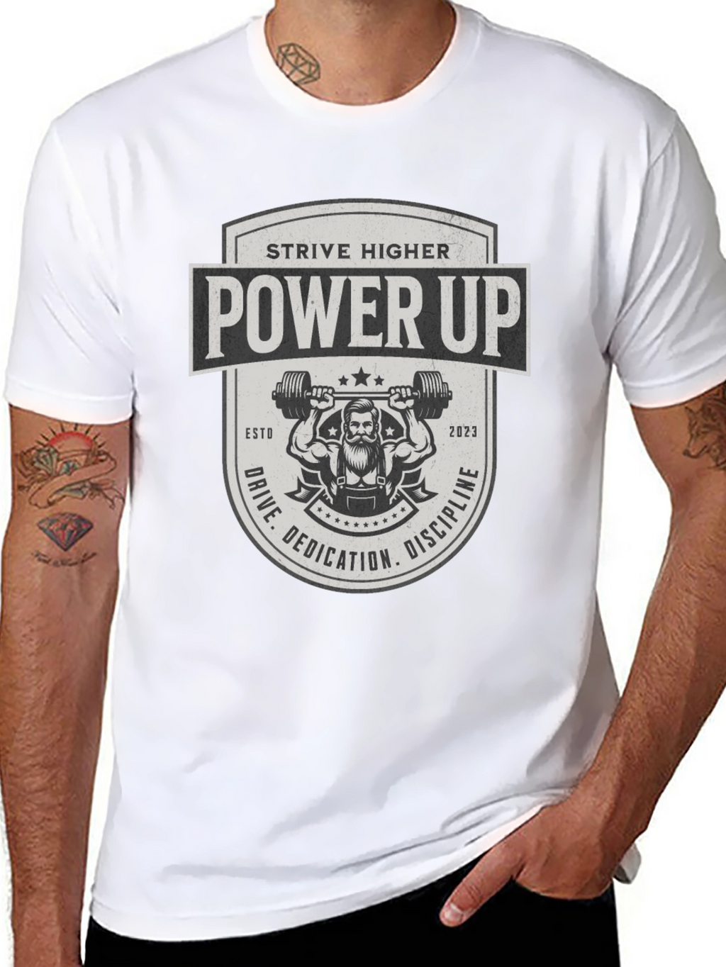 Power Up Black T-Shirt - Strive Higher Gym Wear
