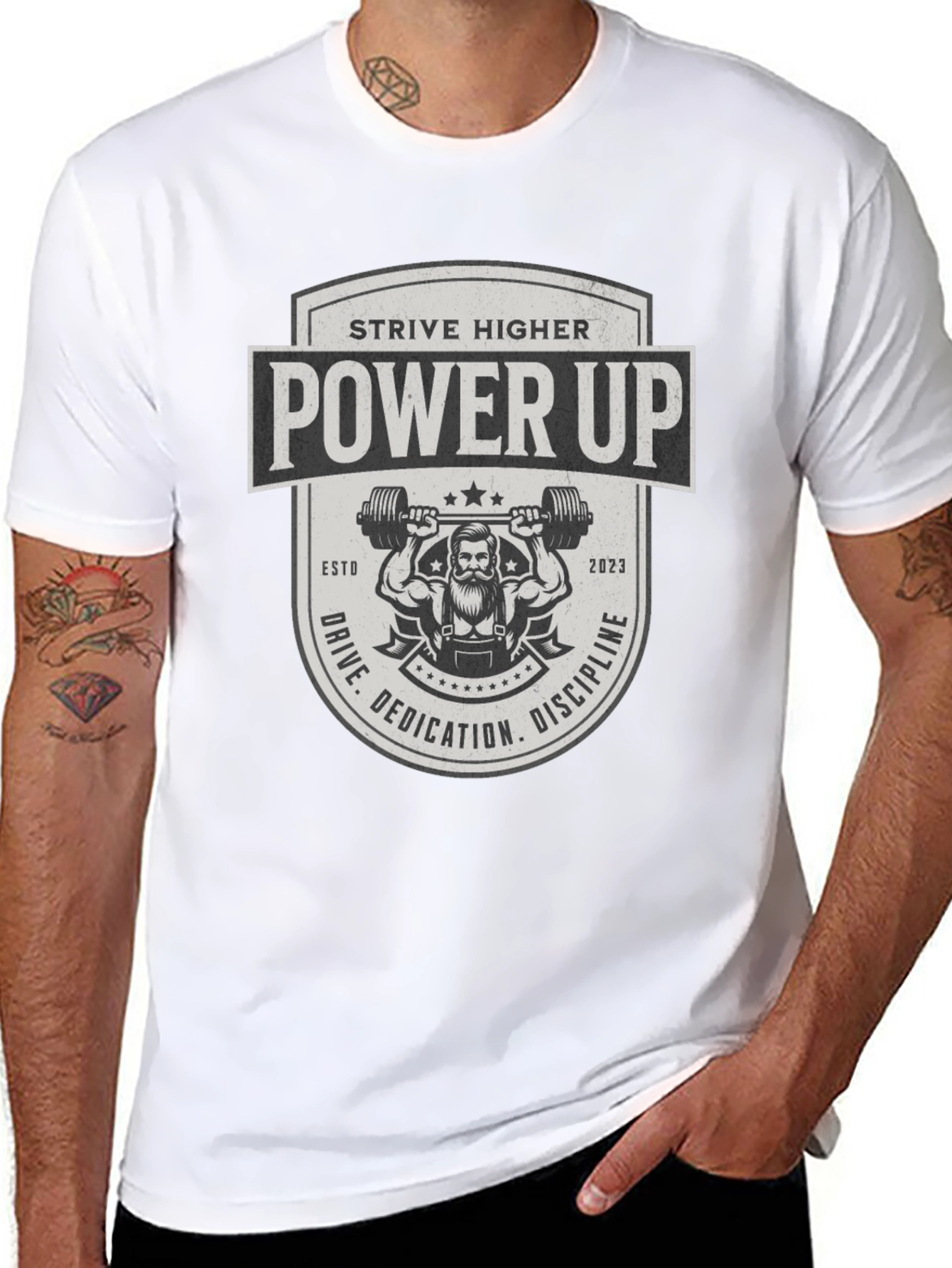 Power Up Black T-Shirt - Strive Higher Gym Wear