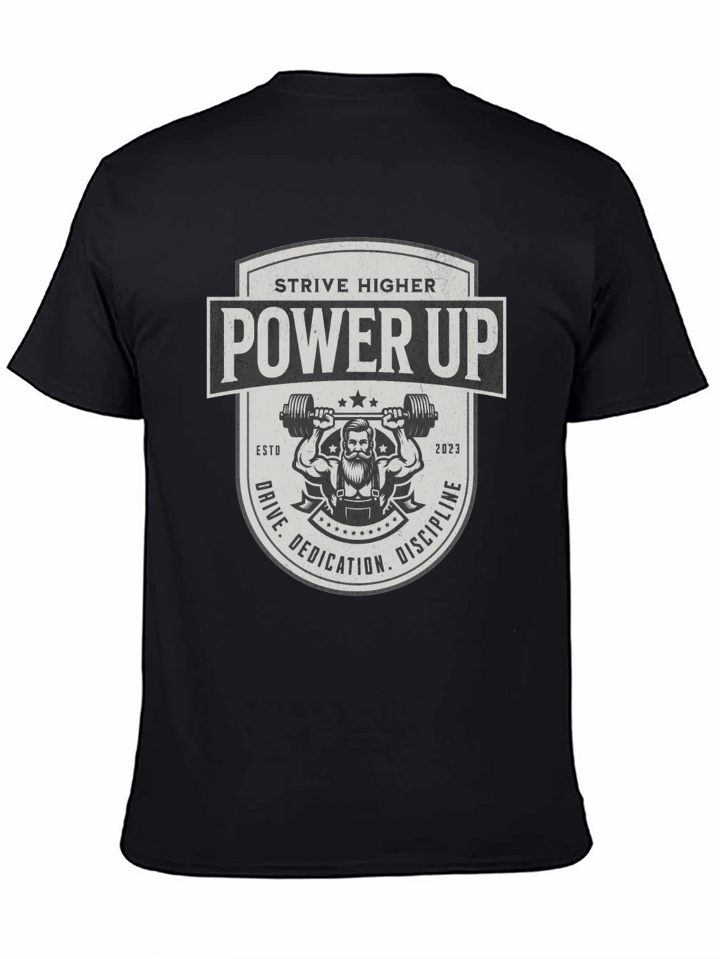 Power Up Black T-Shirt - Strive Higher Gym Wear