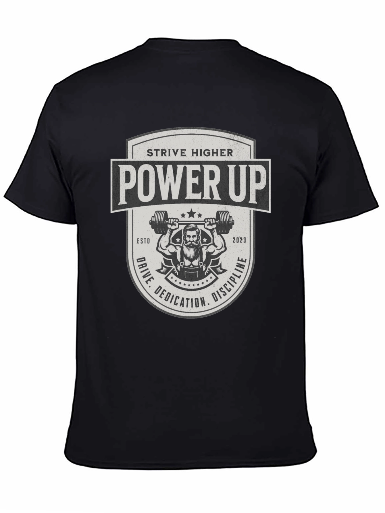 Power Up Black T-Shirt - Strive Higher Gym Wear