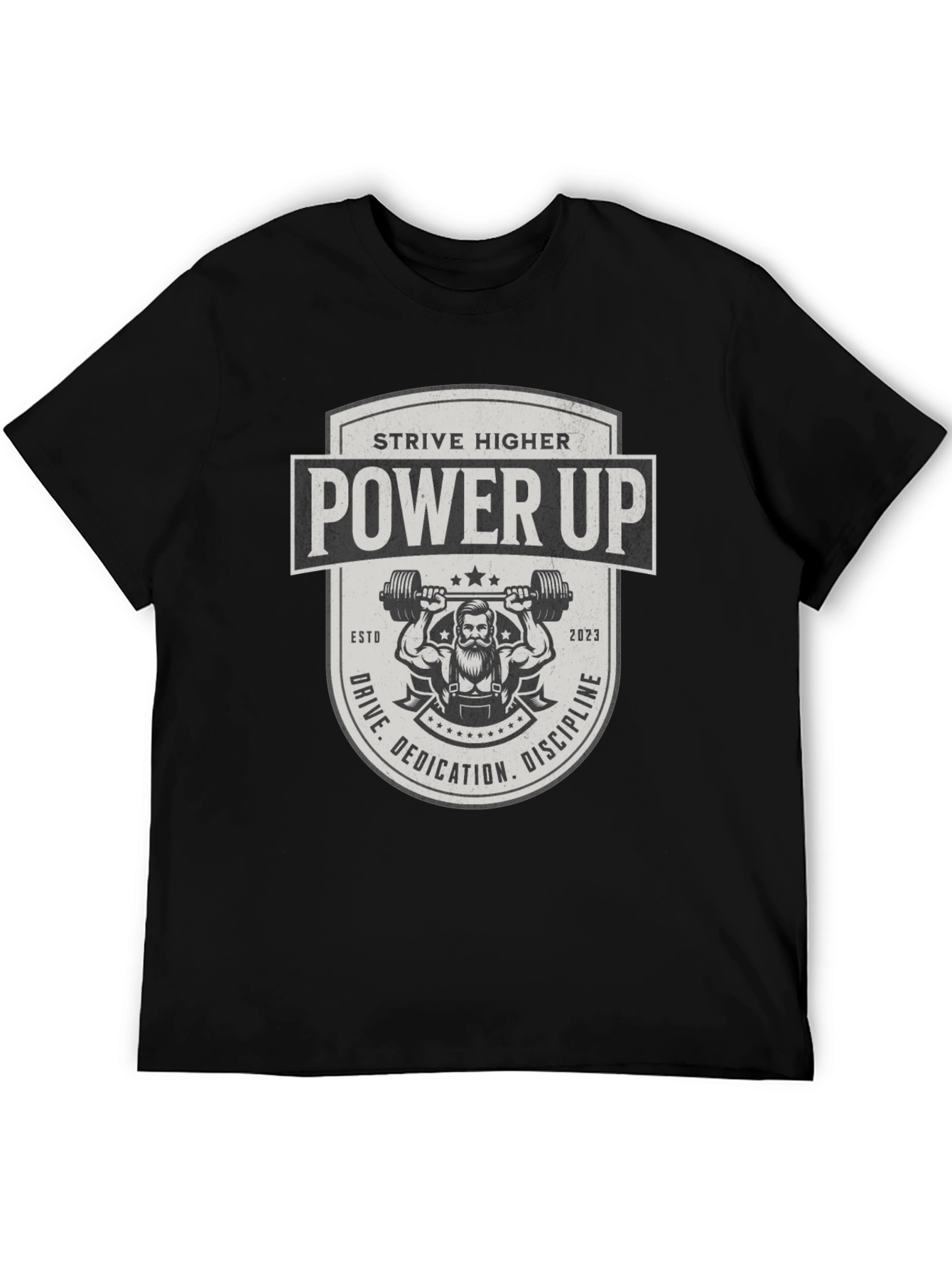 Power Up Black T-Shirt - Strive Higher Gym Wear