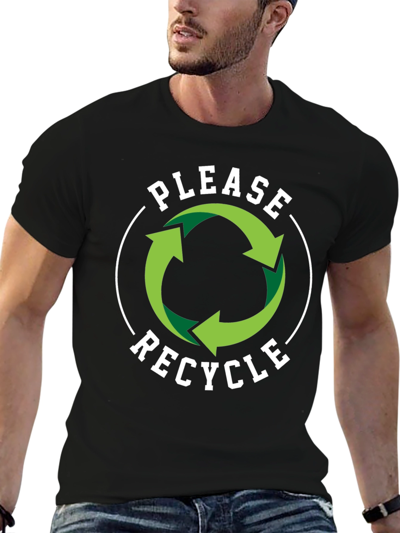 Recycle Graphic T-Shirt - Black Eco-Friendly Design