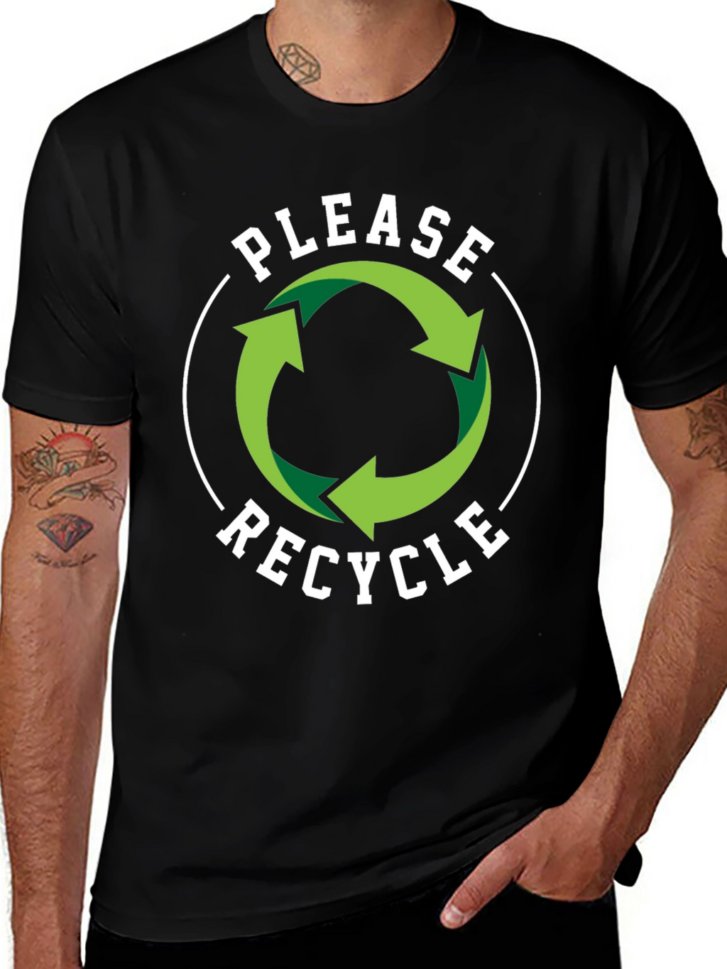 Recycle Graphic T-Shirt - Black Eco-Friendly Design