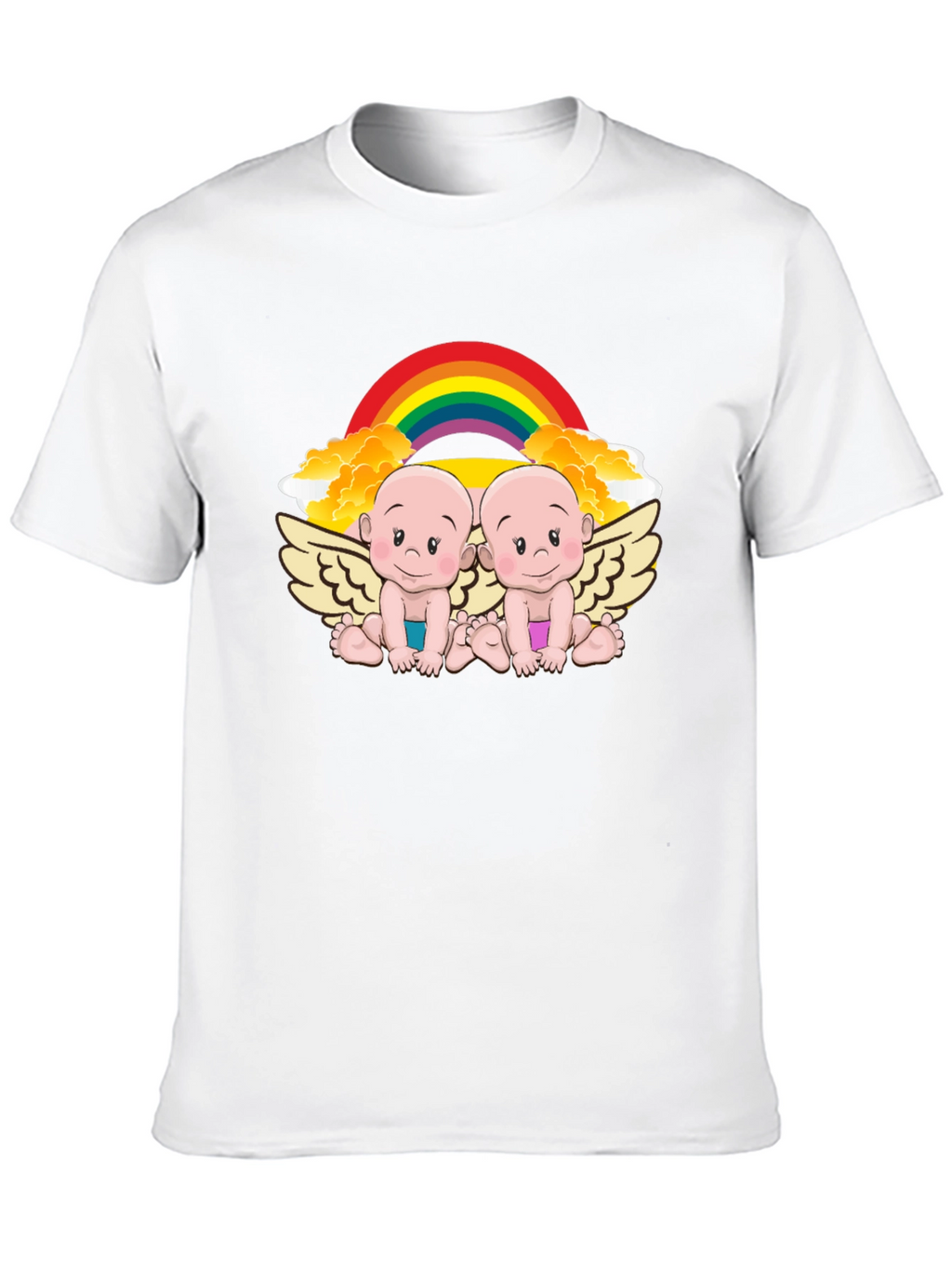 Cute Babies Rainbow Graphic Black T-Shirt