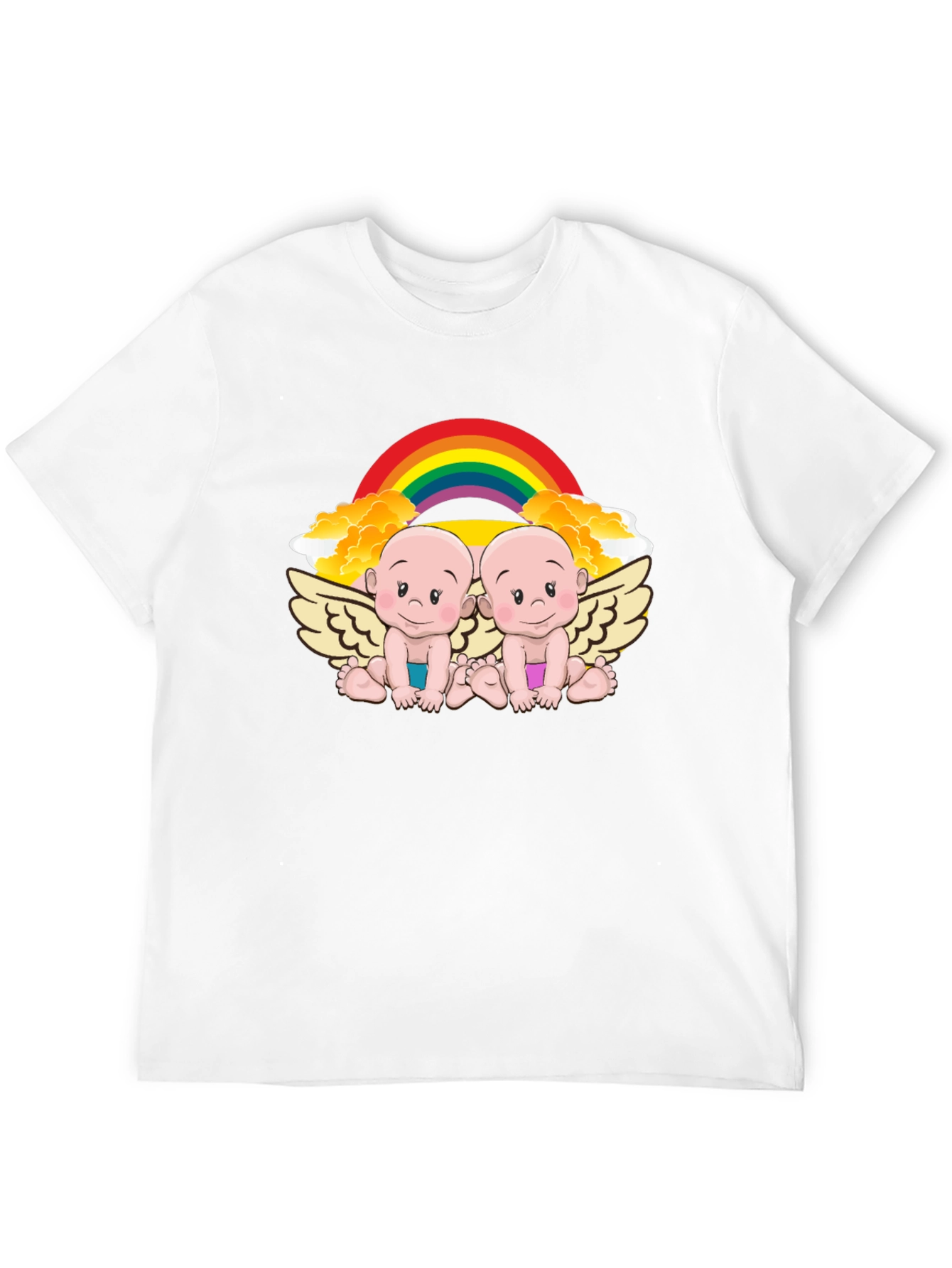 Cute Babies Rainbow Graphic Black T-Shirt