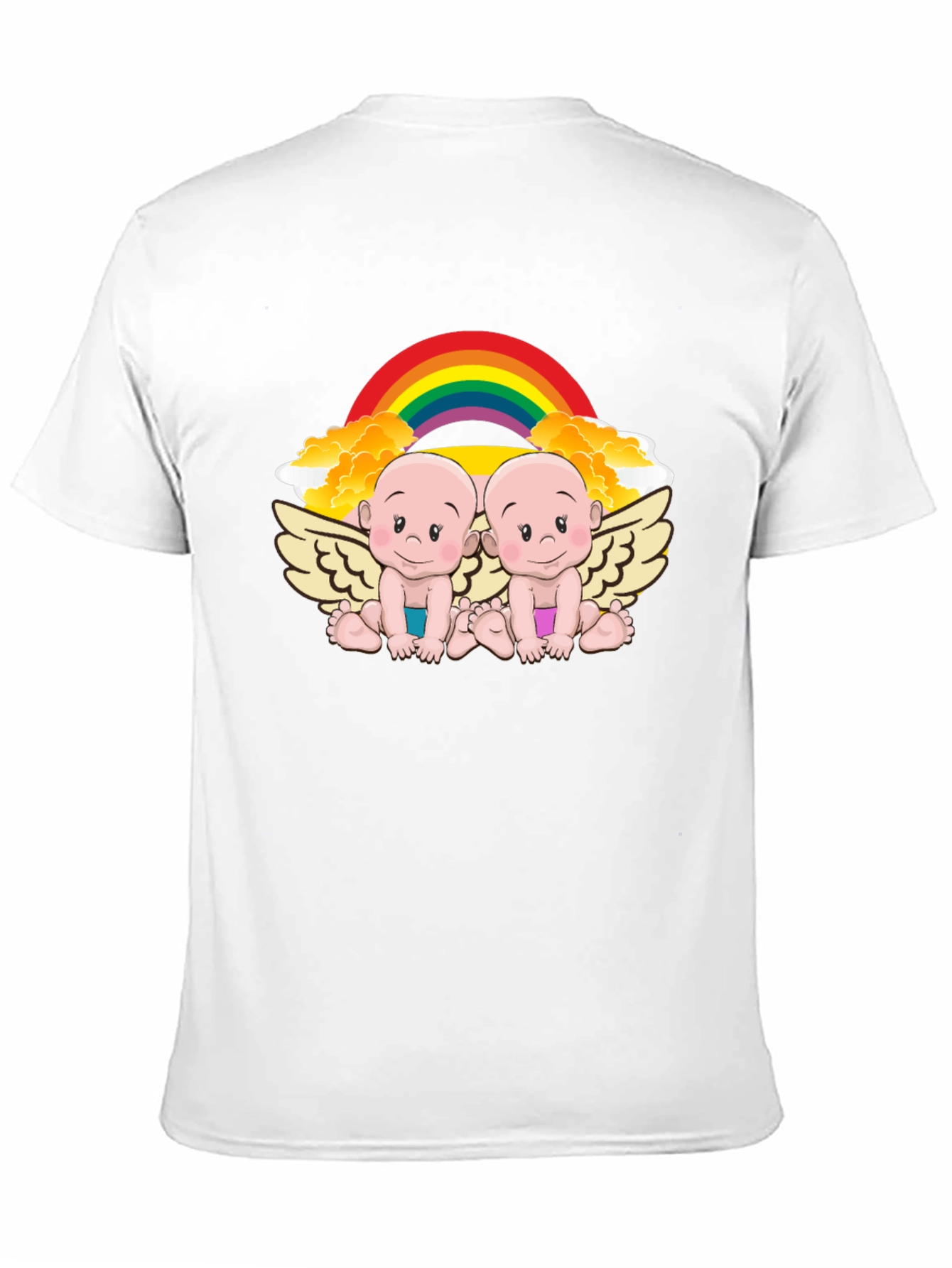 Cute Babies Rainbow Graphic Black T-Shirt