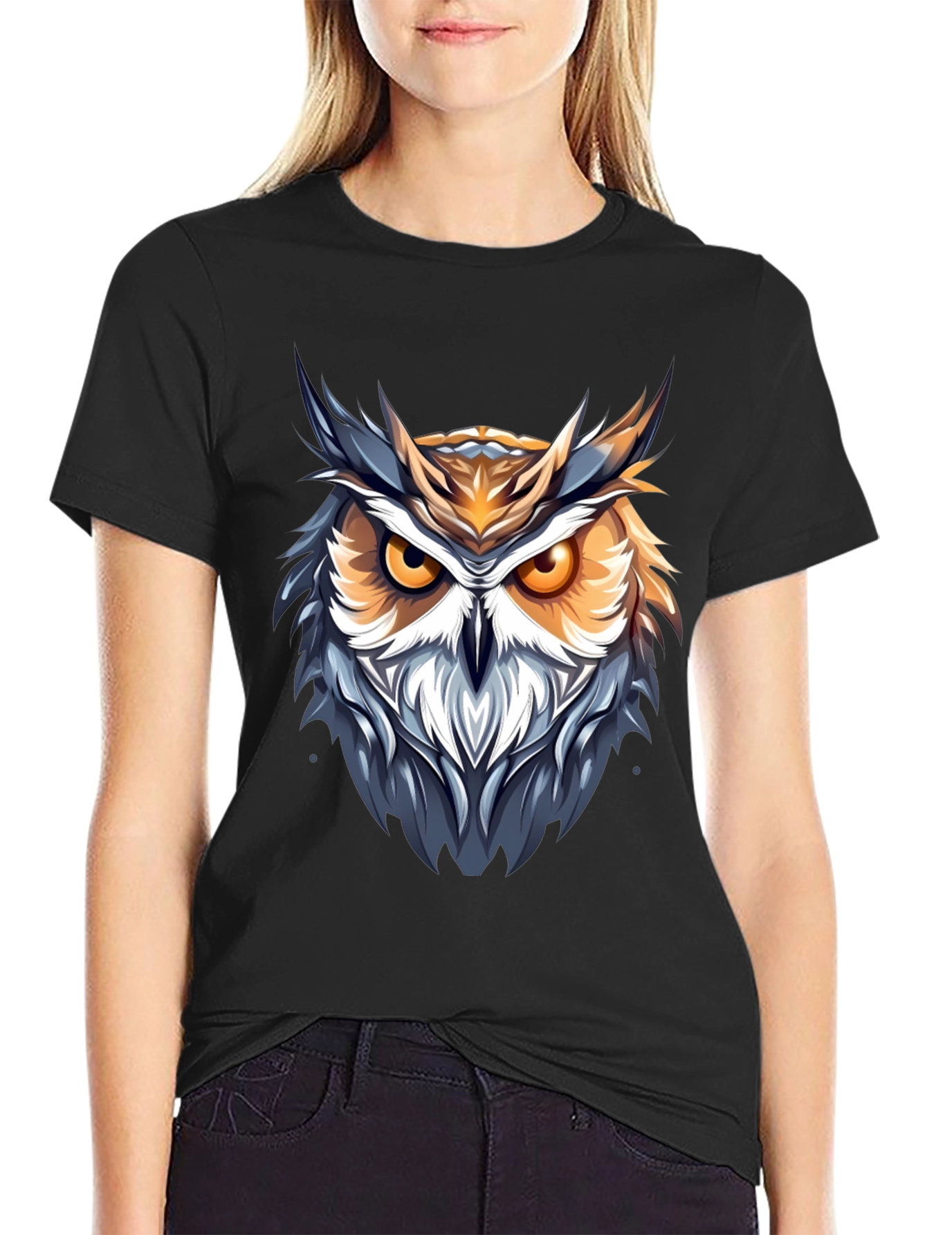 Owl Graphic Print Mens T-Shirt - Casual Short Sleeve Tee