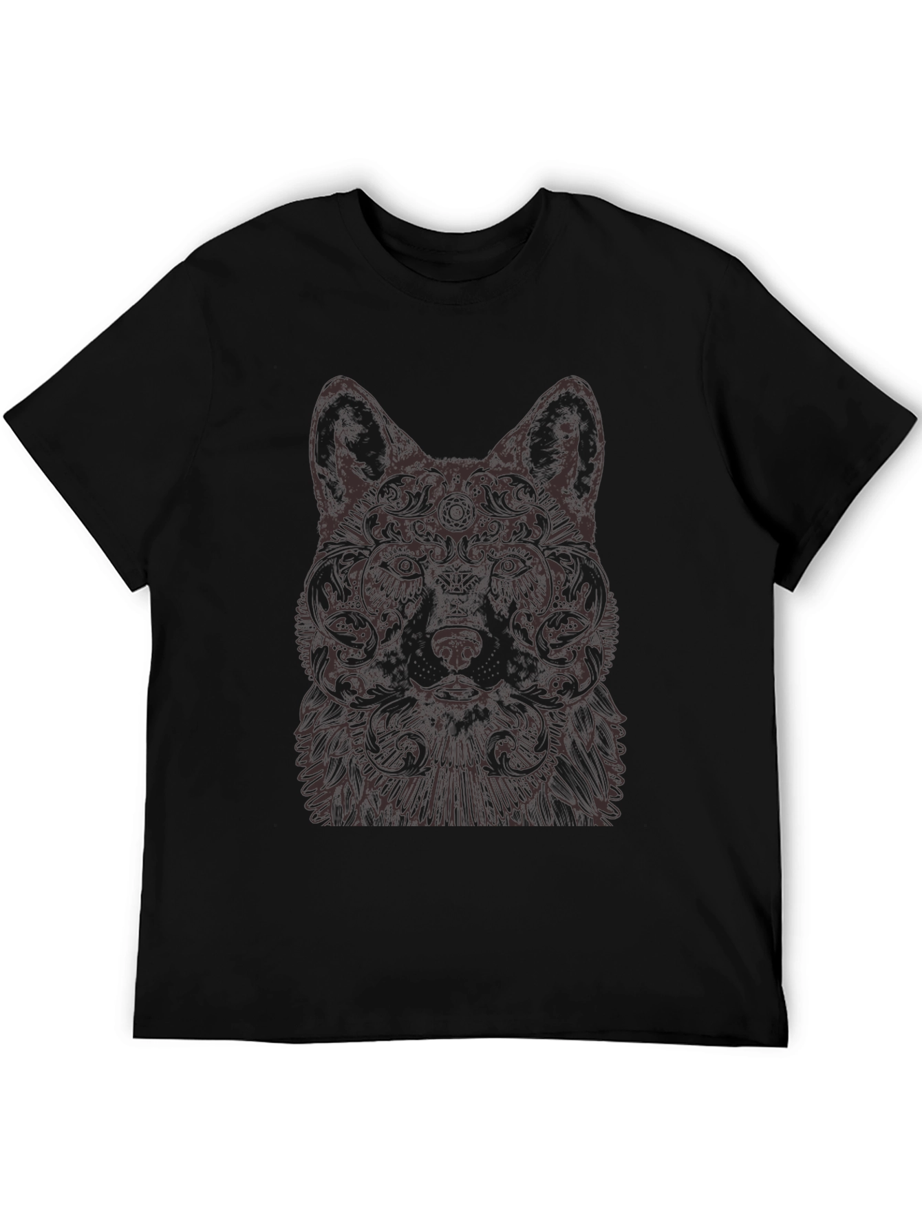 Wolf Art Graphic Print Crew Neck T-Shirt