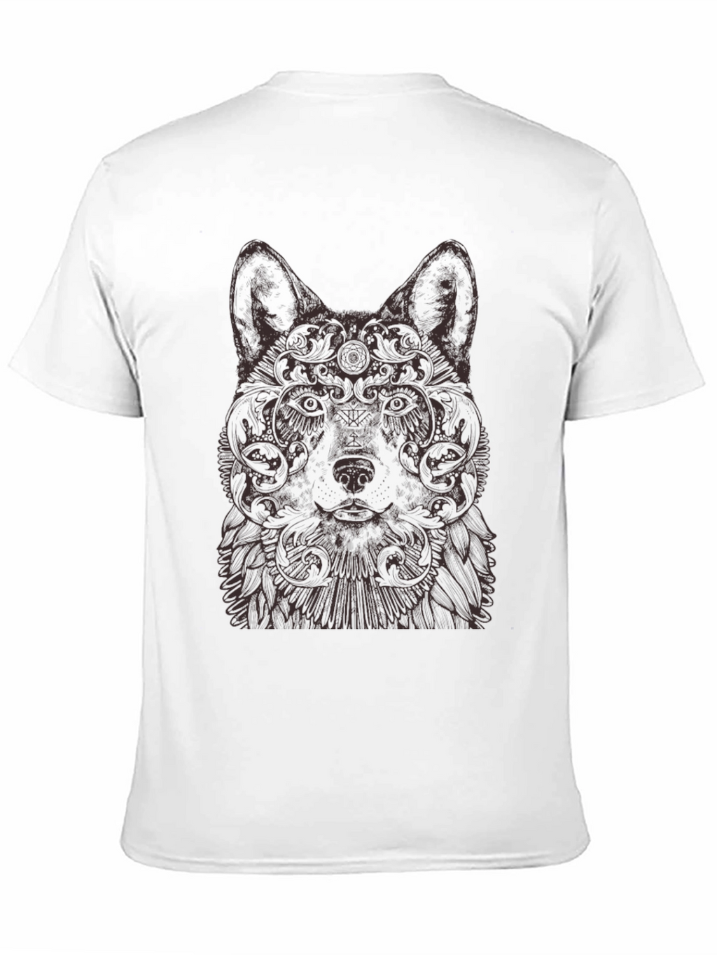 Wolf Art Graphic Print Crew Neck T-Shirt