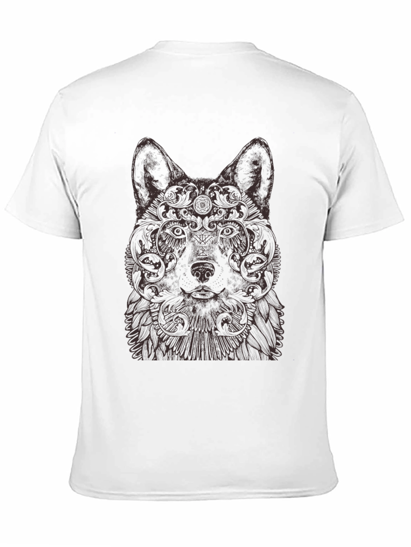 Wolf Art Graphic Print Crew Neck T-Shirt