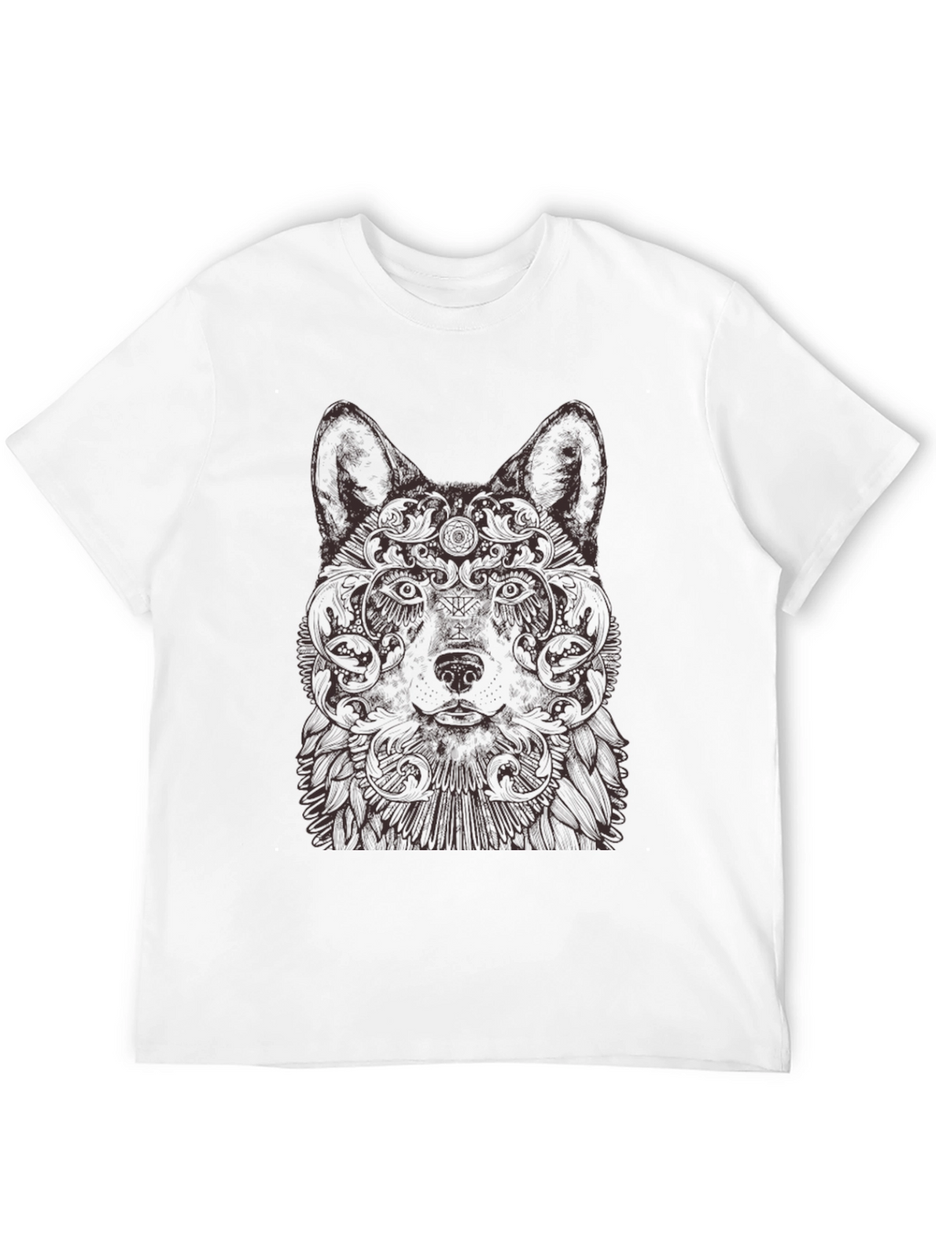 Wolf Art Graphic Print Crew Neck T-Shirt