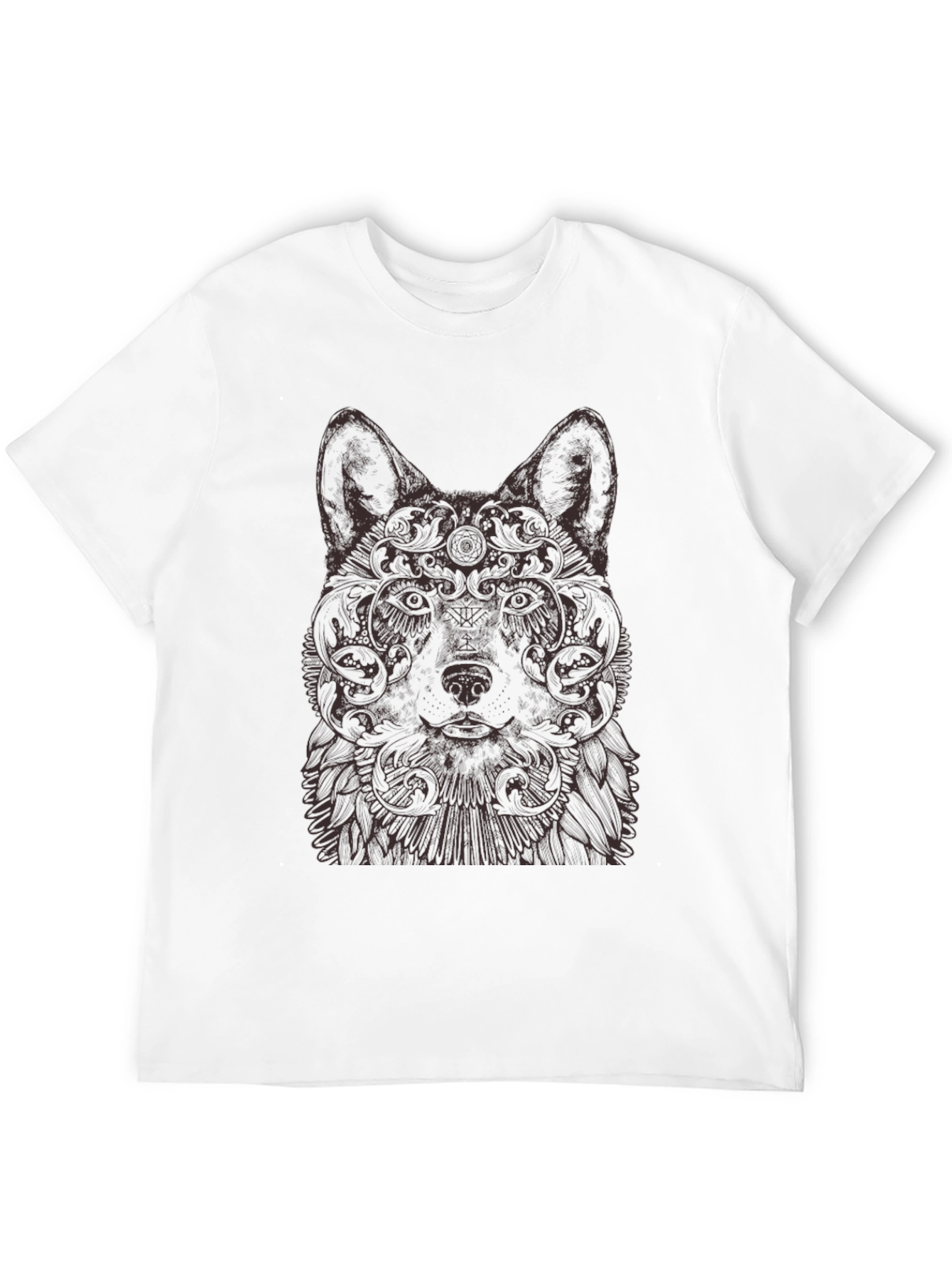 Wolf Art Graphic Print Crew Neck T-Shirt