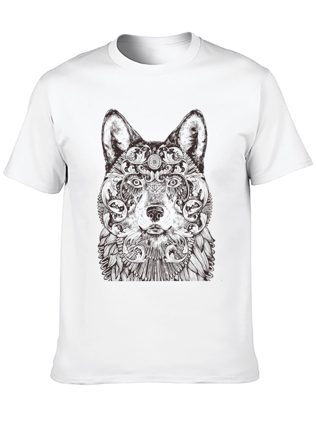 Wolf Art Graphic Print Crew Neck T-Shirt