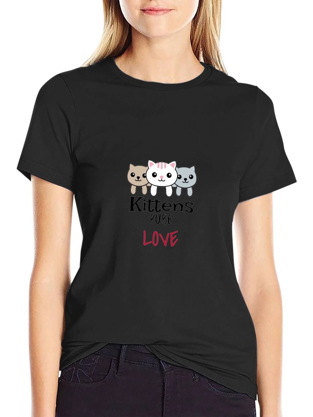Kittens Pure Love Black Graphic Tee