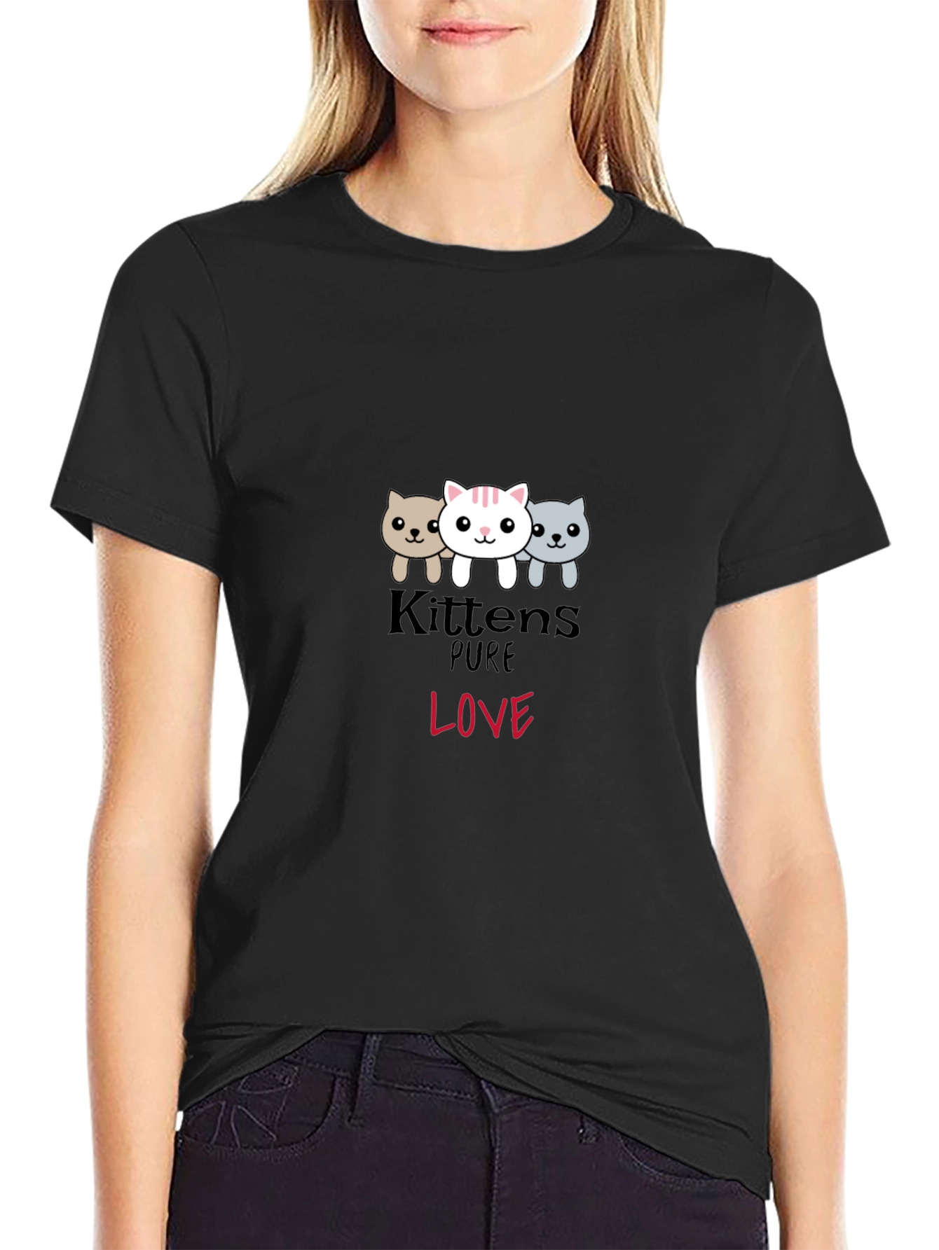 Kittens Pure Love Black Graphic Tee