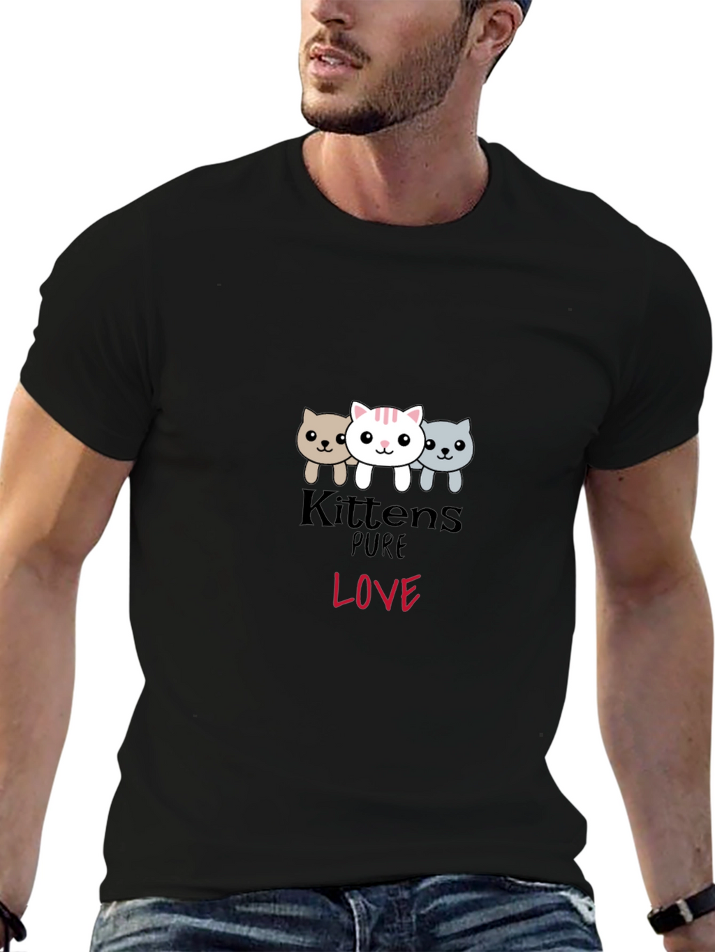Kittens Pure Love Black Graphic Tee