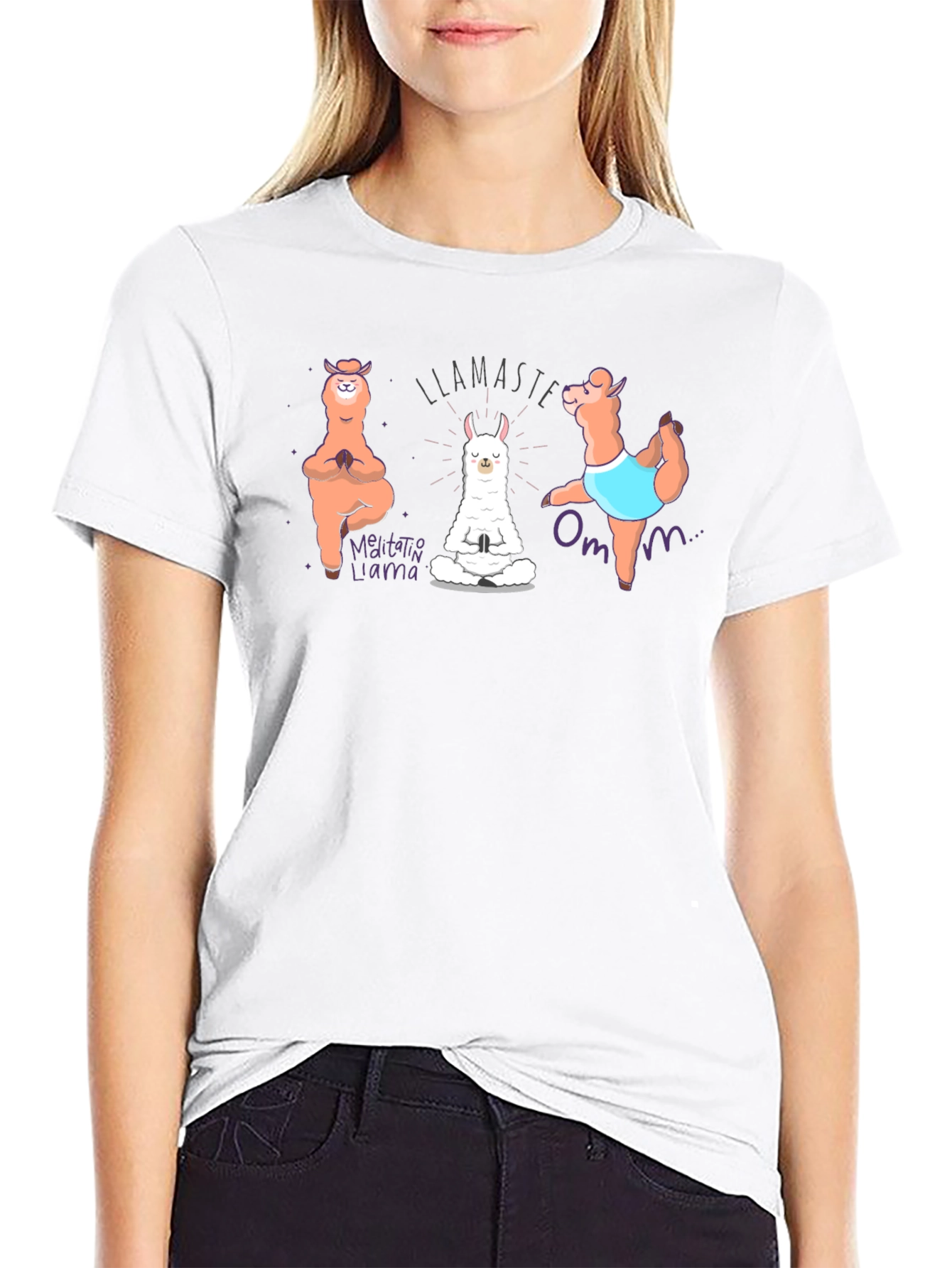 Llamaste Meditation Llama Black T-Shirt