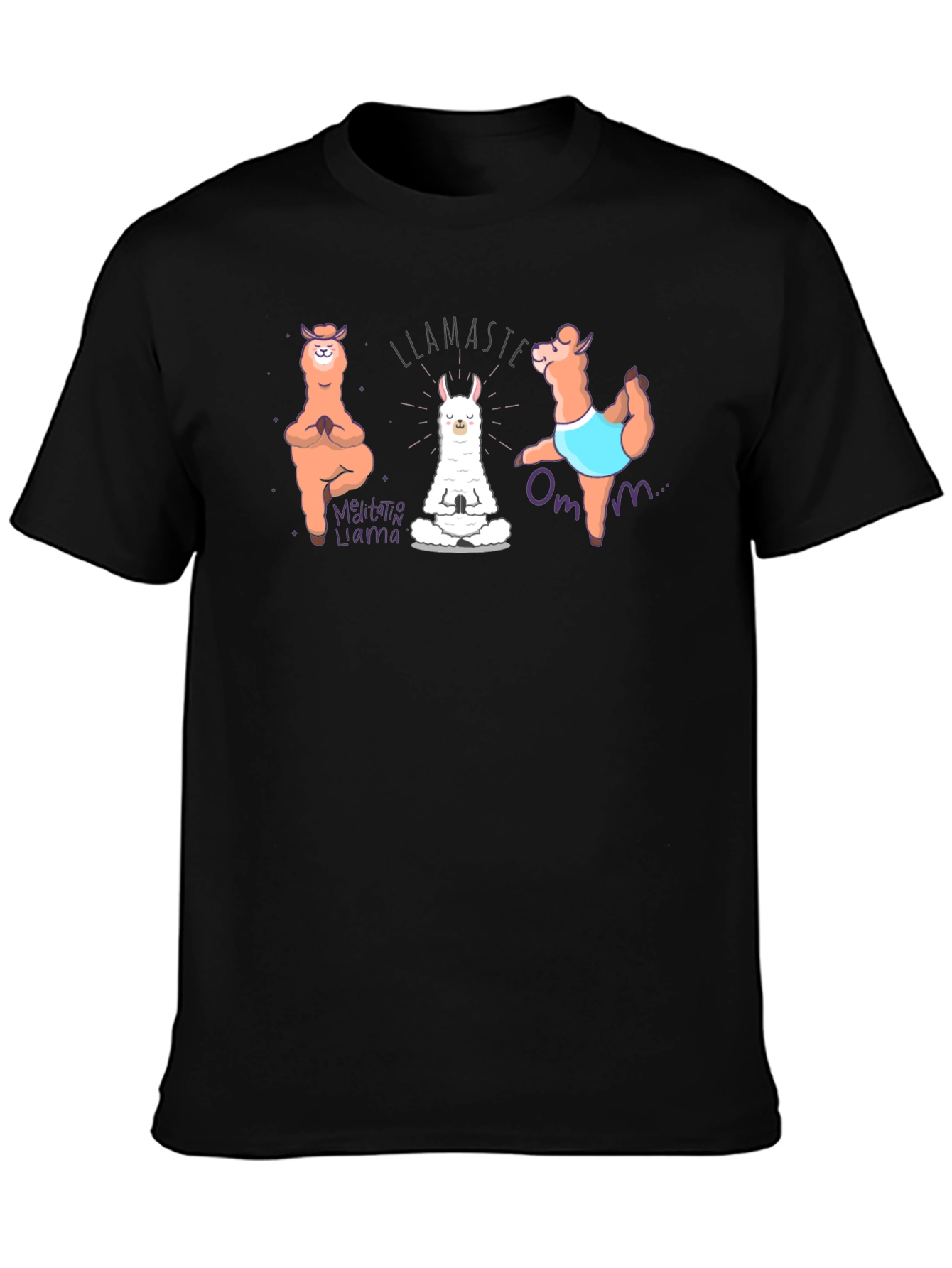 Llamaste Meditation Llama Black T-Shirt