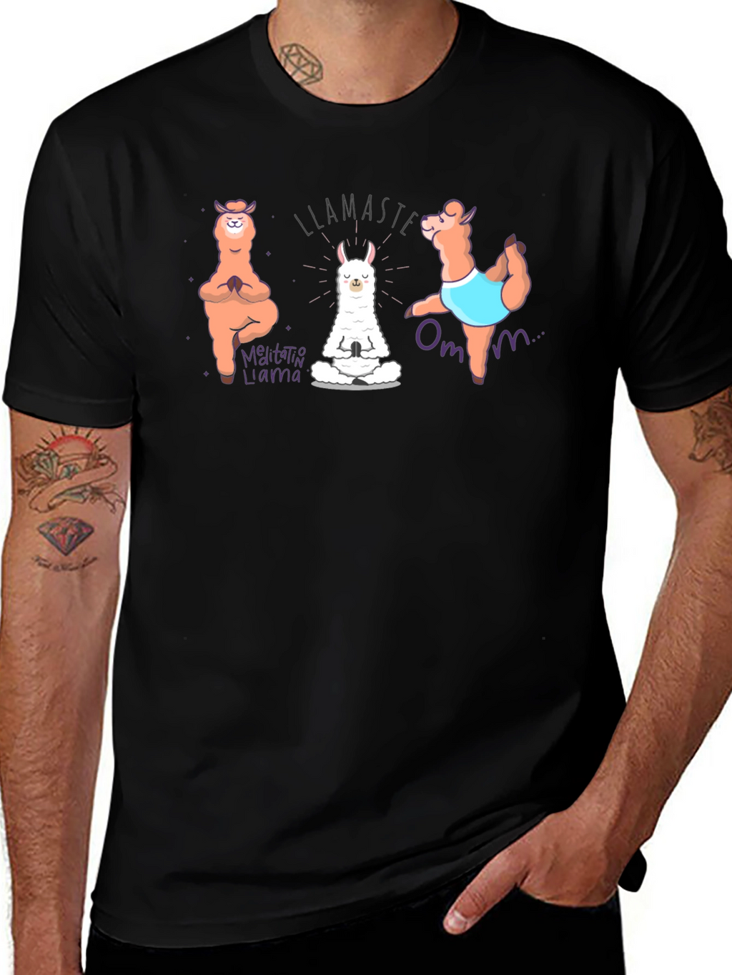Llamaste Meditation Llama Black T-Shirt