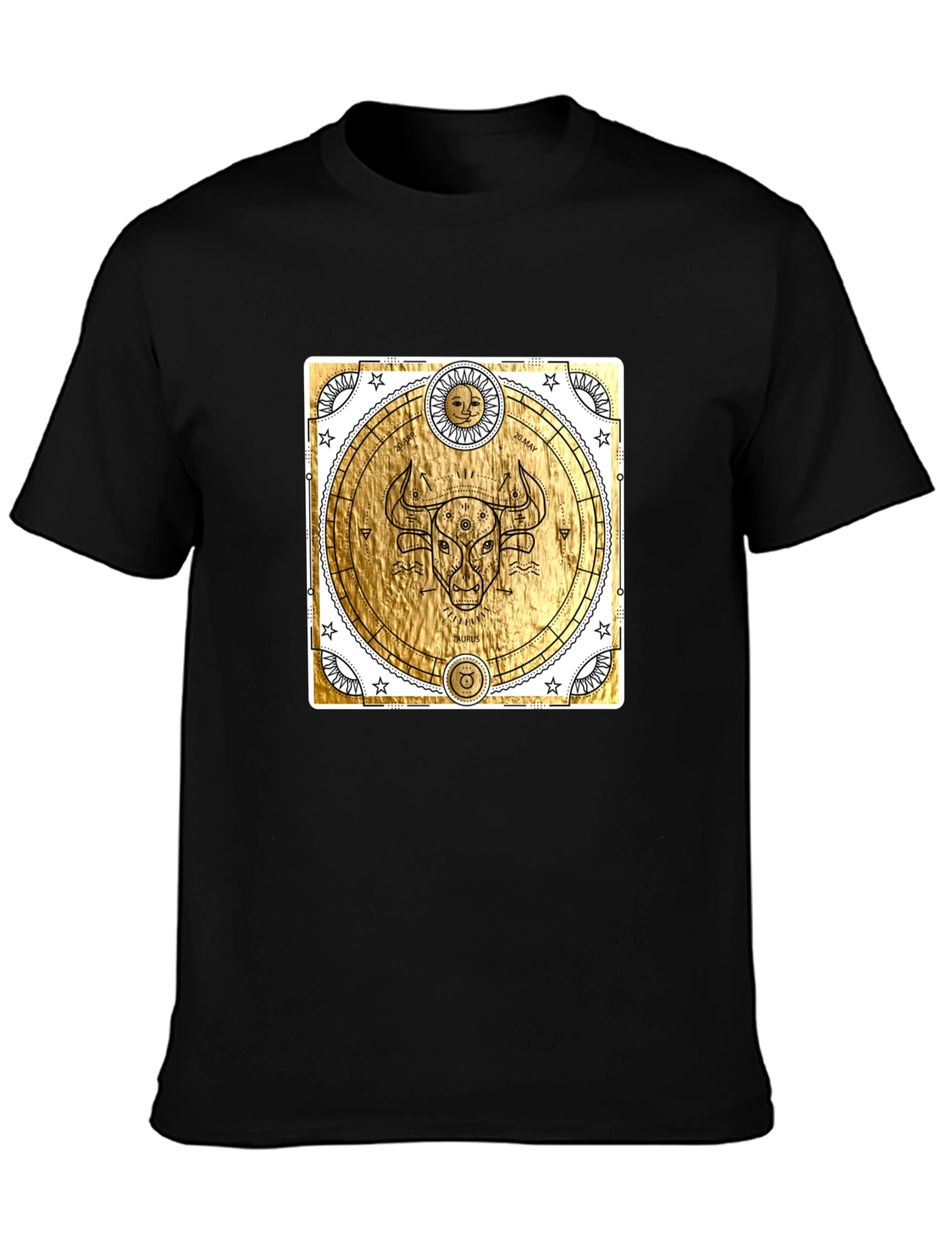 Taurus Zodiac Graphic T-Shirt - Celestial Gold Bull Tee