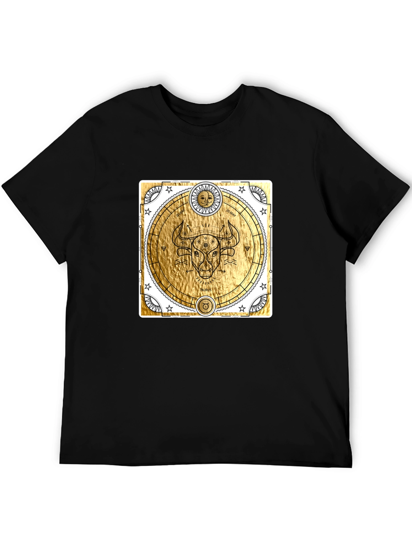 Taurus Zodiac Graphic T-Shirt - Celestial Gold Bull Tee