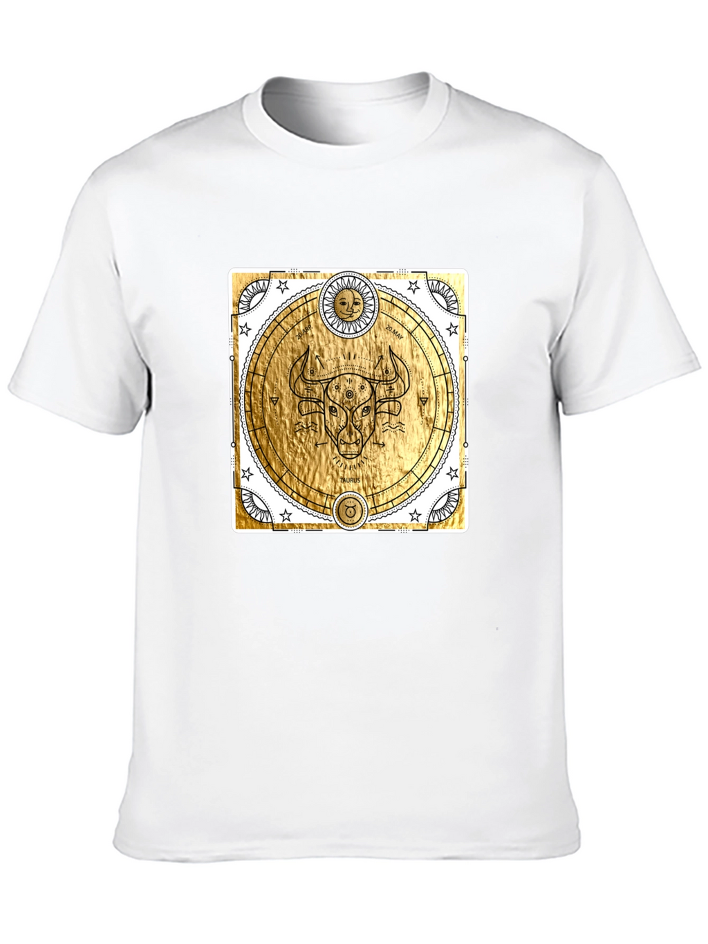 Taurus Zodiac Graphic T-Shirt - Celestial Gold Bull Tee
