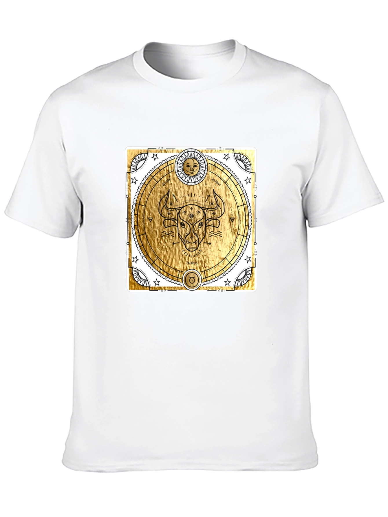 Taurus Zodiac Graphic T-Shirt - Celestial Gold Bull Tee