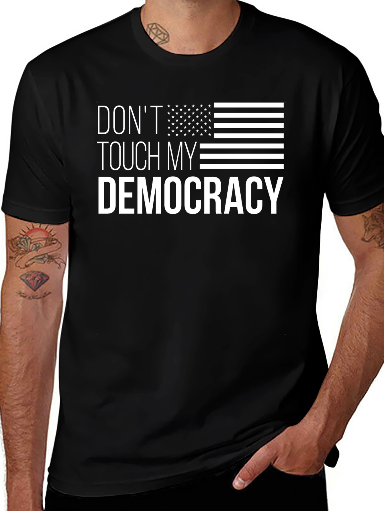Dont Touch My Democracy T-Shirt - Patriotic American Flag Tee