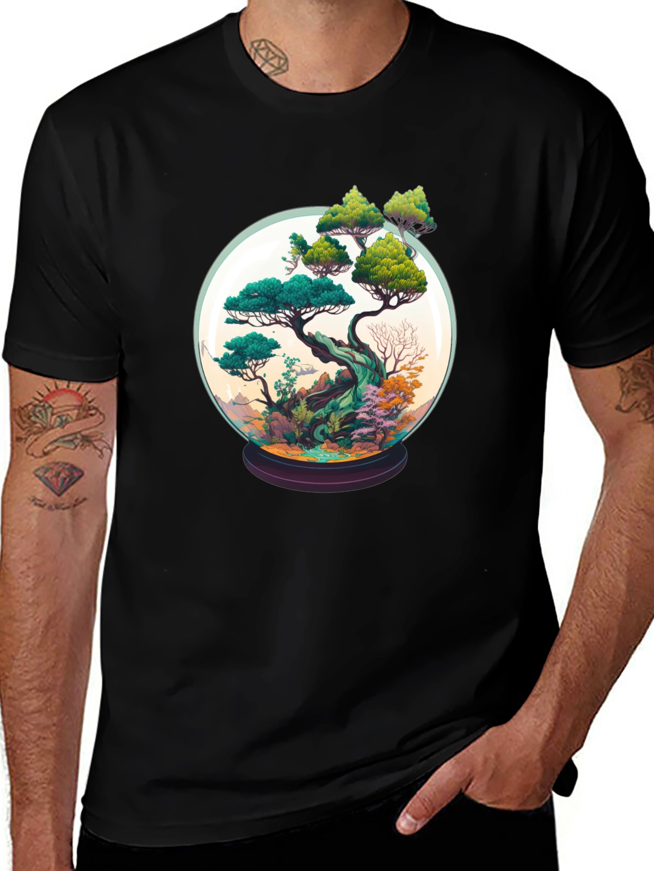 Bonsai in a Globe Tee - Artistic Nature Shirt