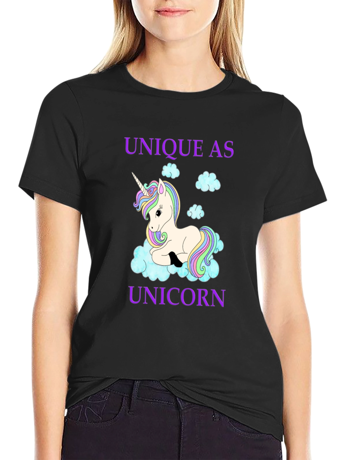 Unique As Unicorn Graphic Tee - Black Cotton Shirt