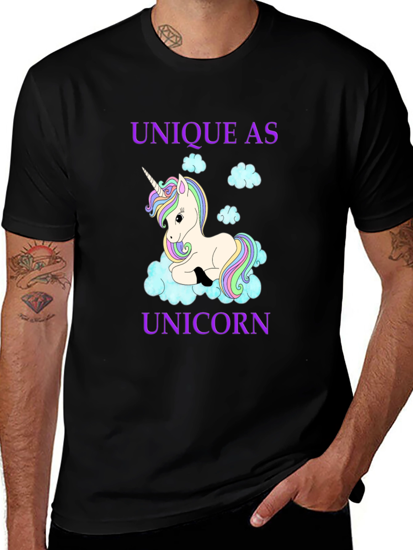 Unique As Unicorn Graphic Tee - Black Cotton Shirt