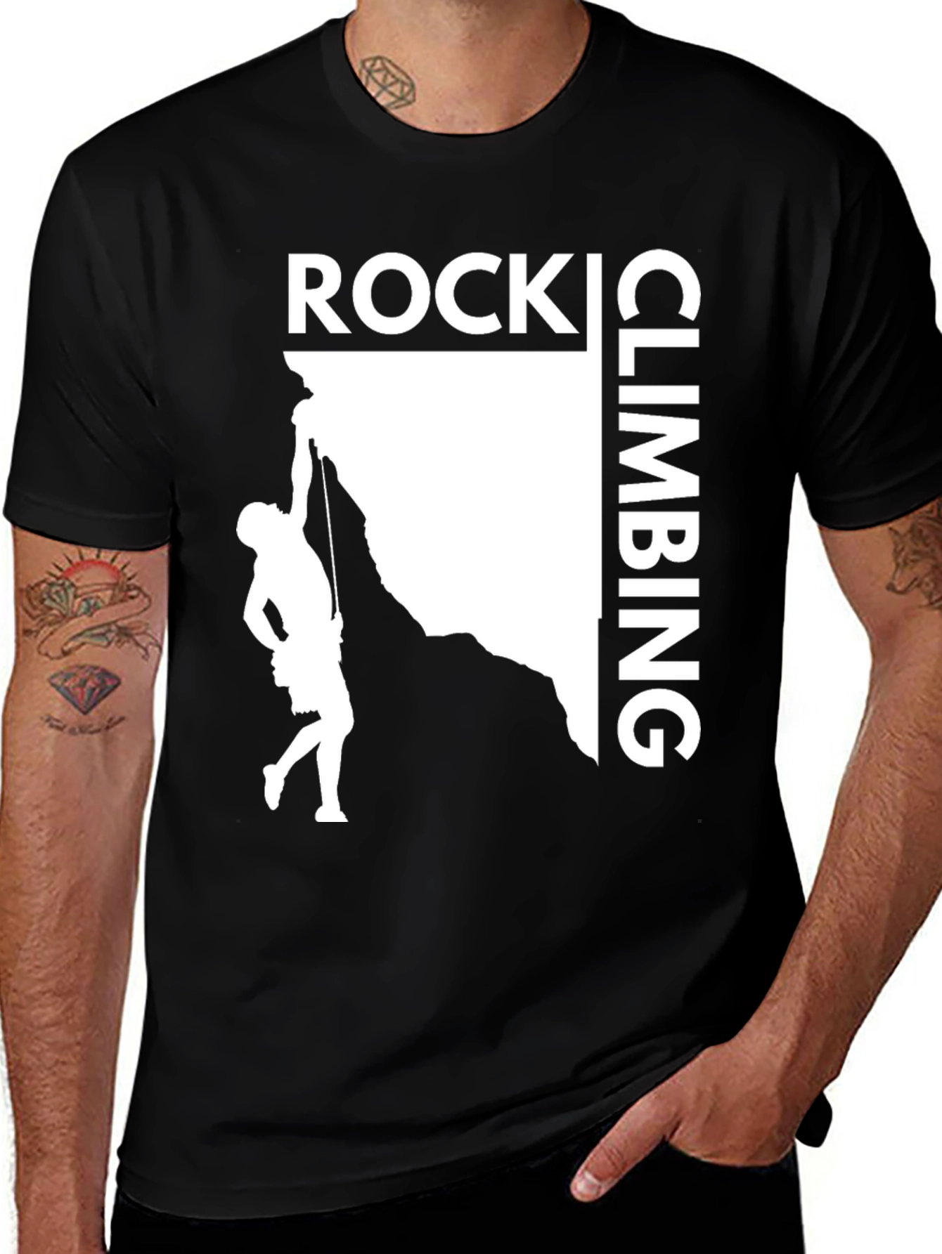 Rock Climbing Graphic T-Shirt - Black Cotton Tee