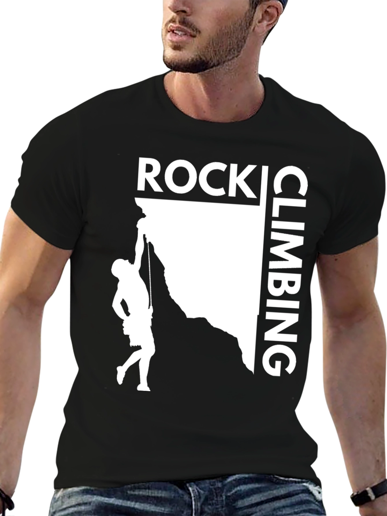 Rock Climbing Graphic T-Shirt - Black Cotton Tee