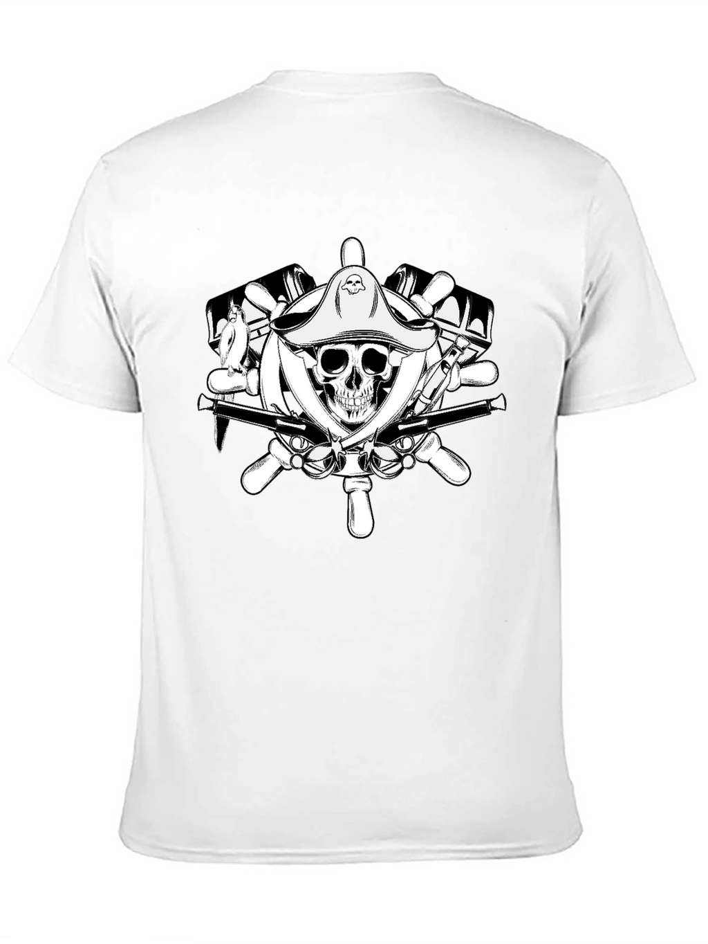 Pirate Skull Wheel Black T-Shirt