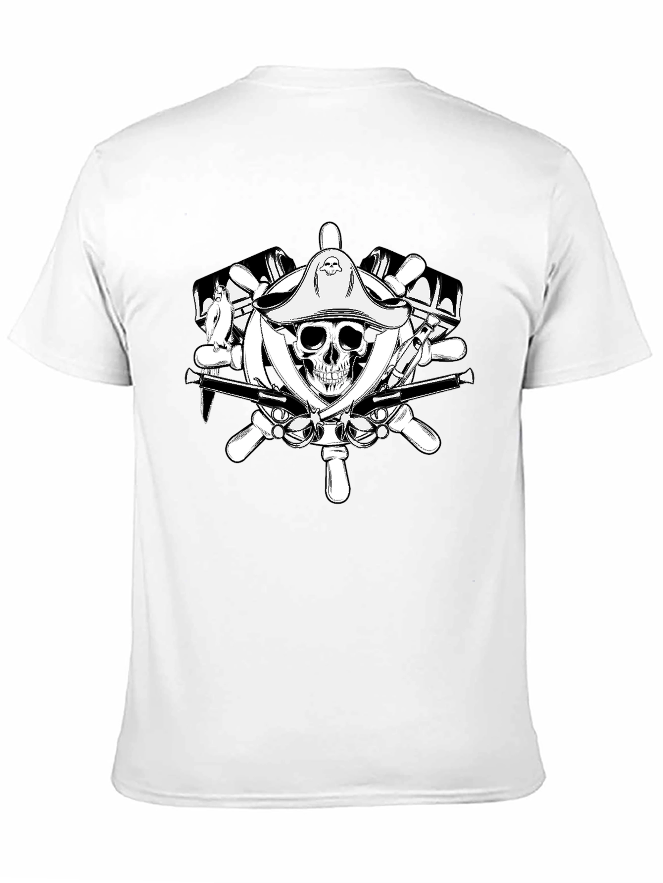 Pirate Skull Wheel Black T-Shirt