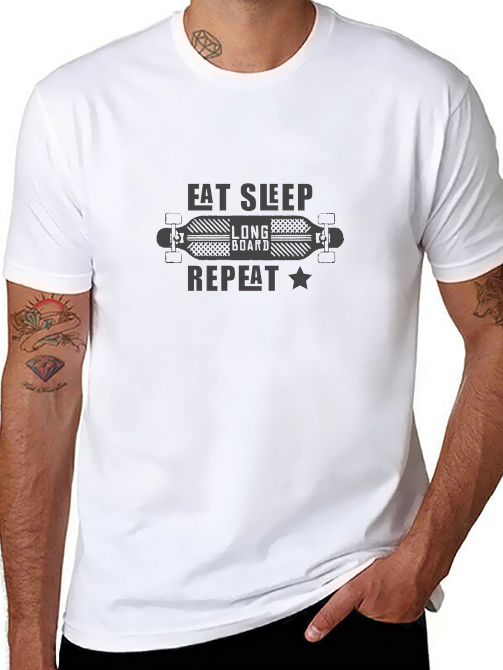 Eat Sleep Longboard Repeat Tee - Skater Style