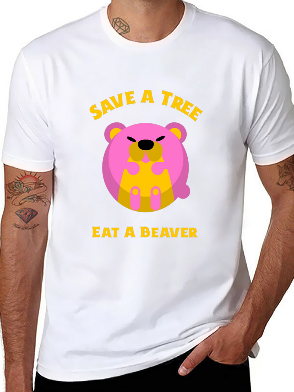 Save a Tree Eat a Beaver Funny Graphic T-Shirt