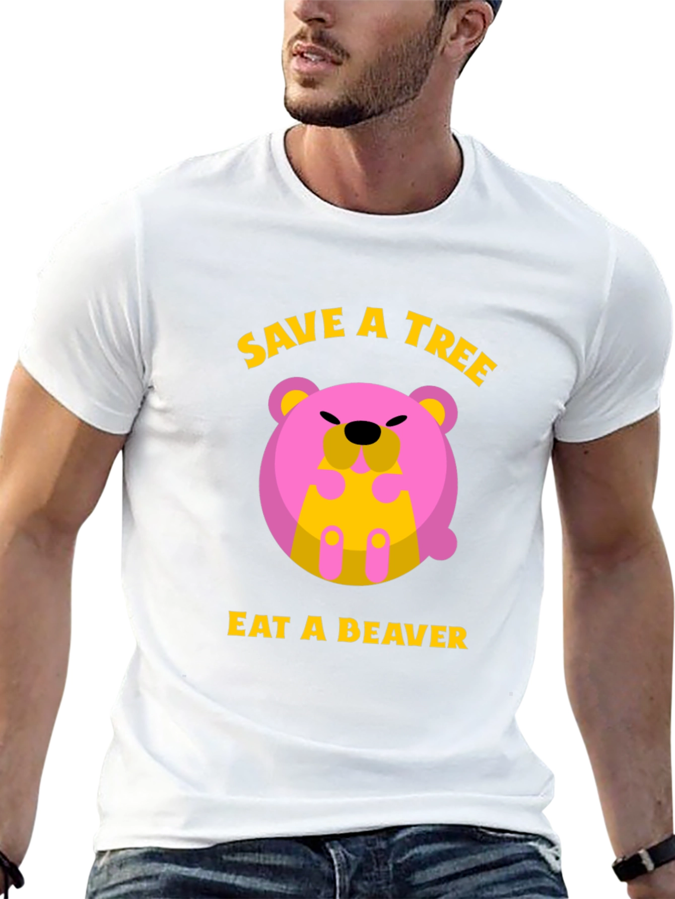 Save a Tree Eat a Beaver Funny Graphic T-Shirt