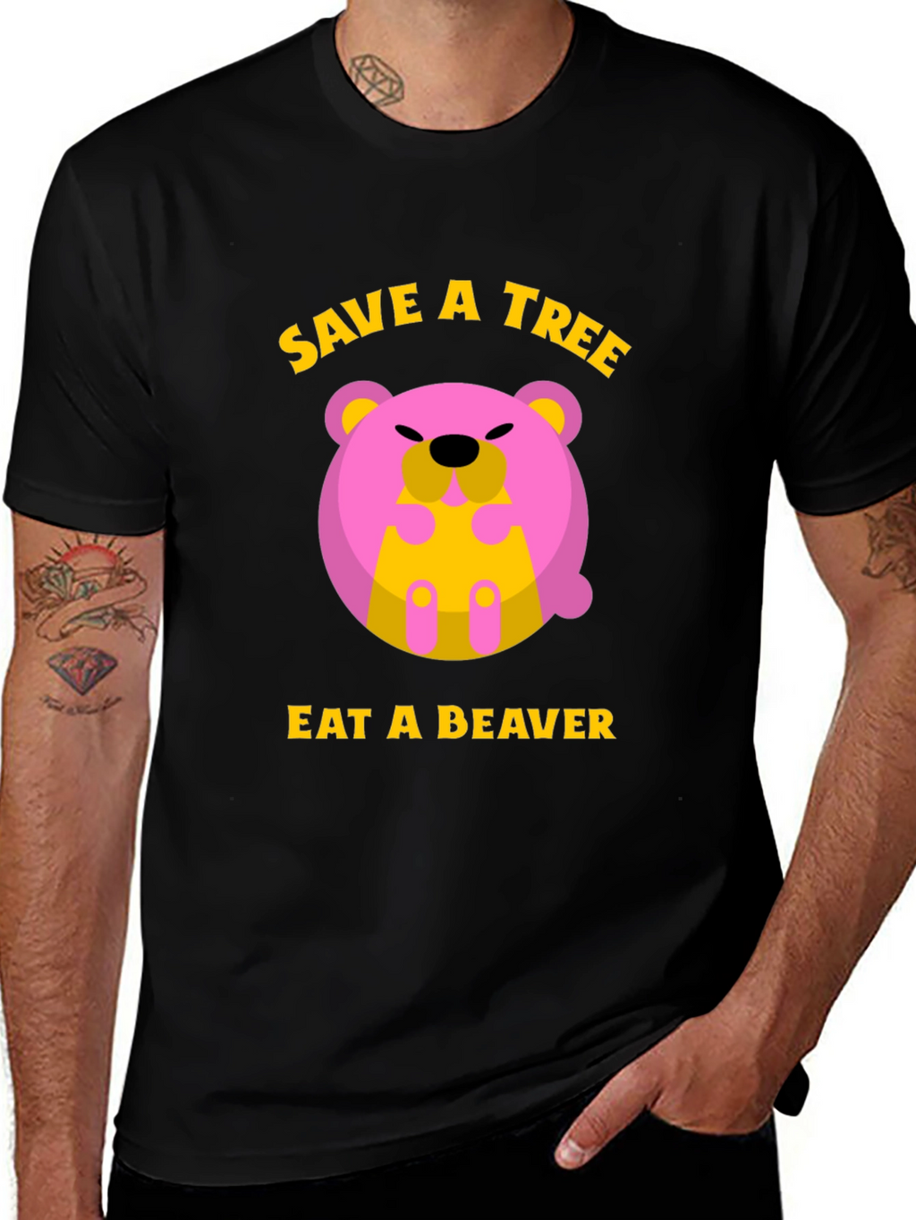 Save a Tree Eat a Beaver Funny Graphic T-Shirt