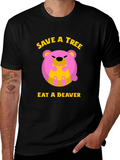 Save a Tree Eat a Beaver Funny Graphic T-Shirt